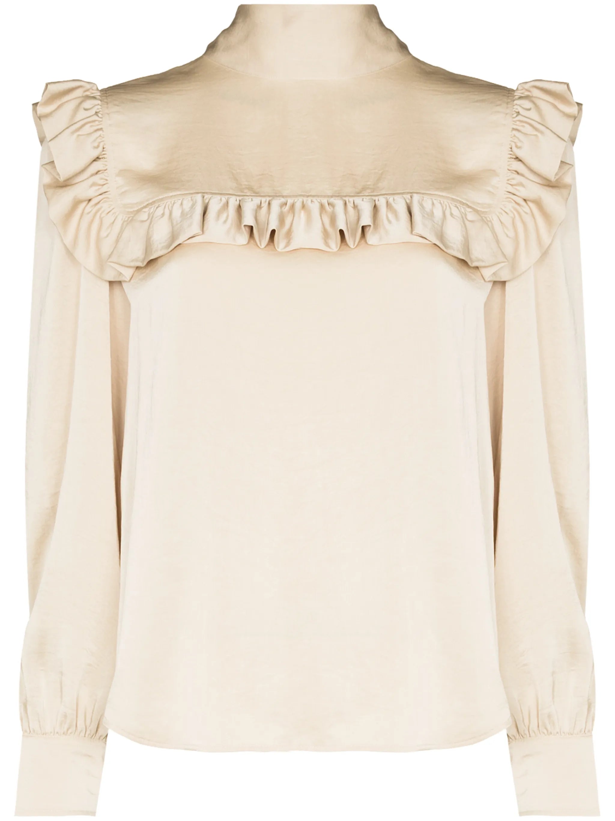 rear pussy-bow fastening blouse