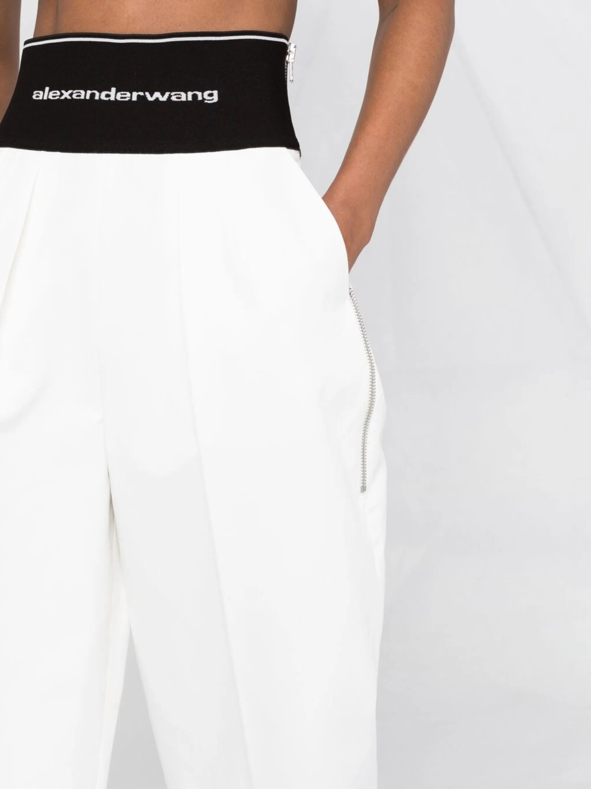 logo-waistband wide-leg trousers