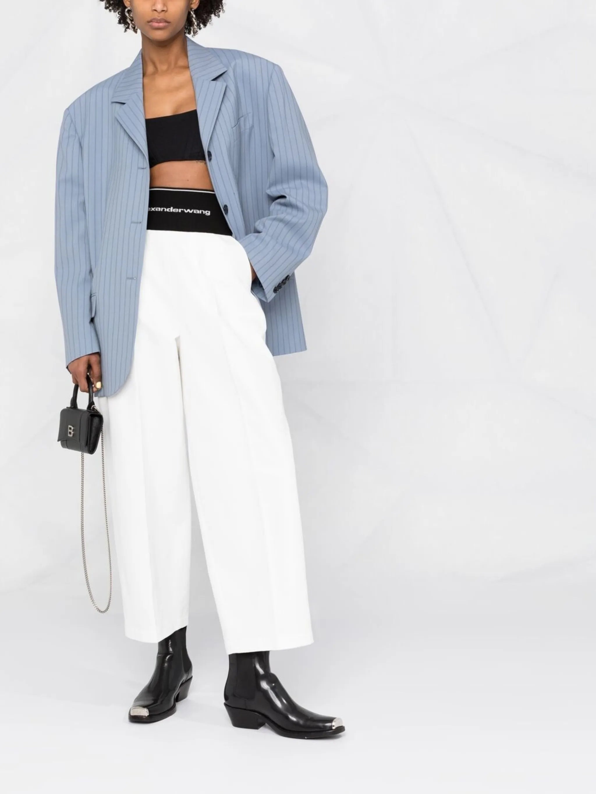 logo-waistband wide-leg trousers