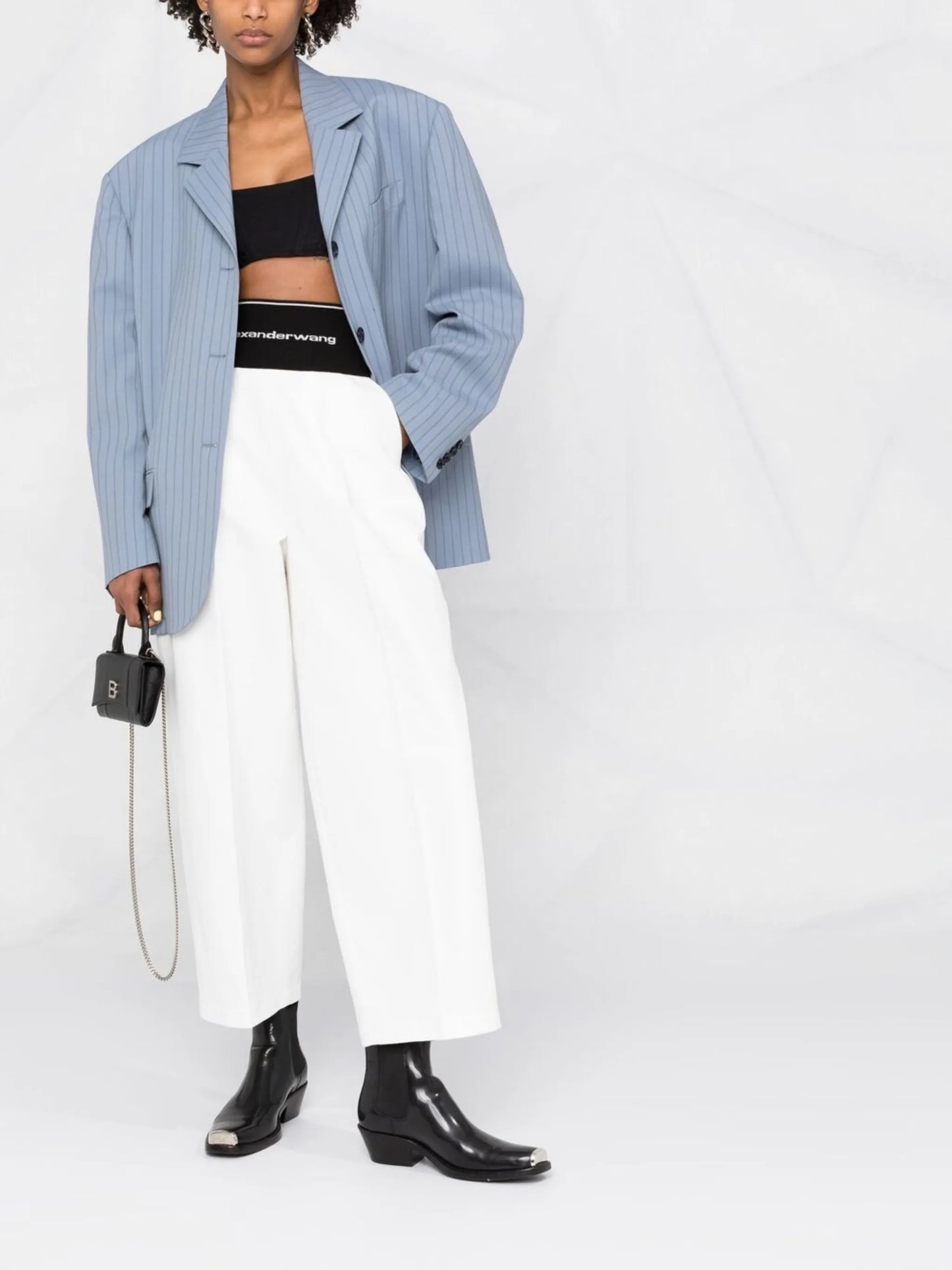 logo-waistband wide-leg trousers