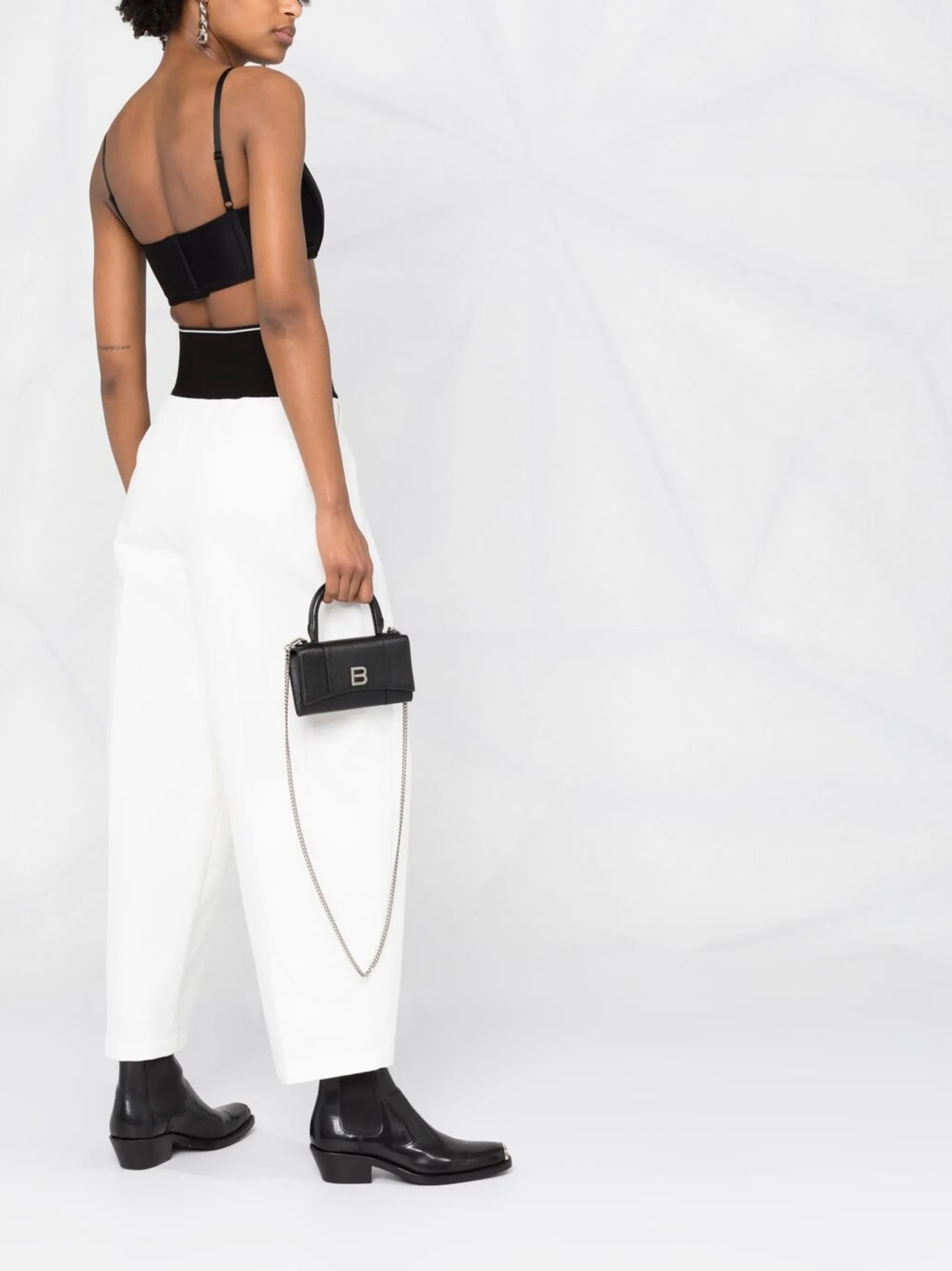 logo-waistband wide-leg trousers