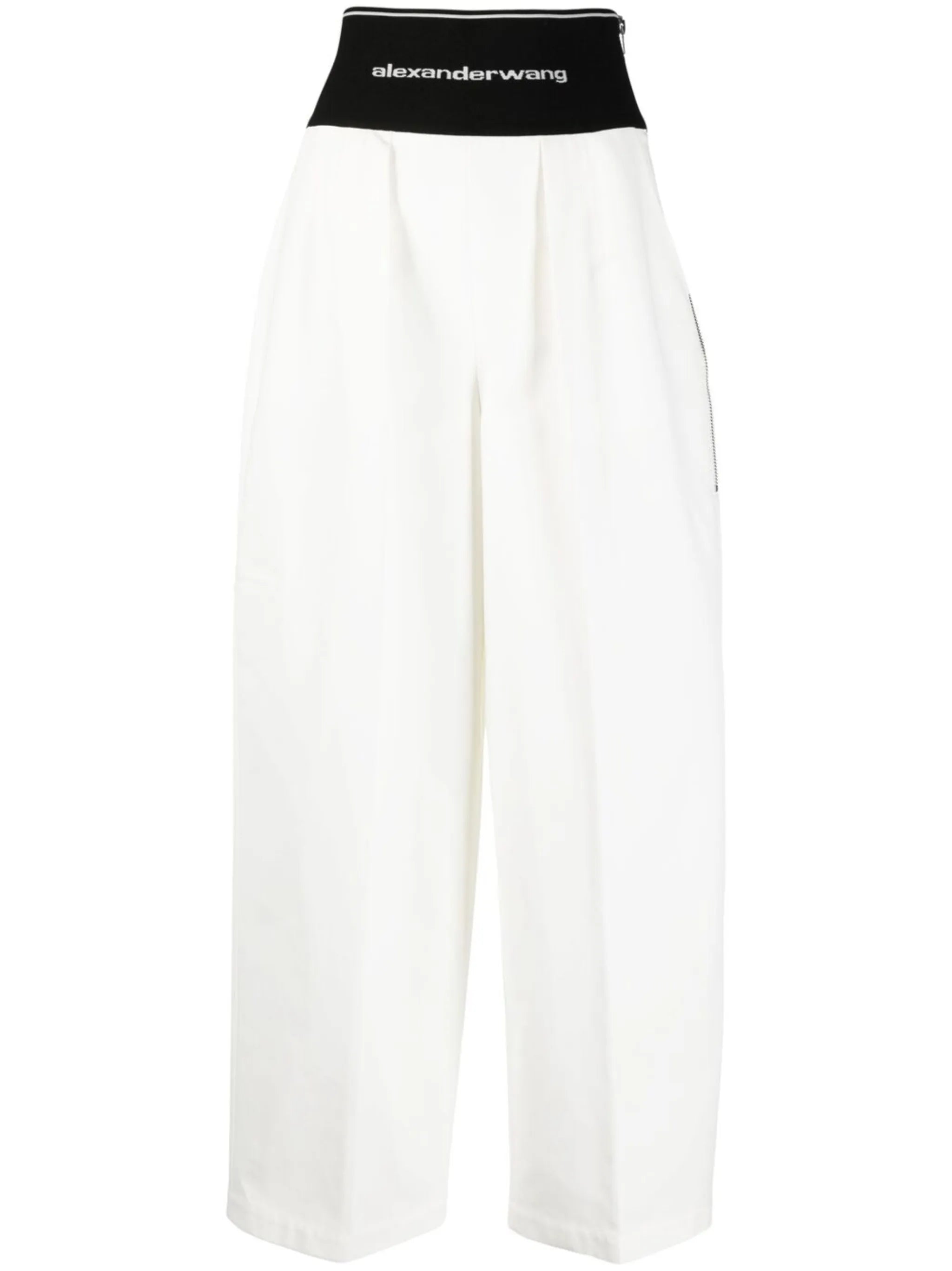 logo-waistband wide-leg trousers