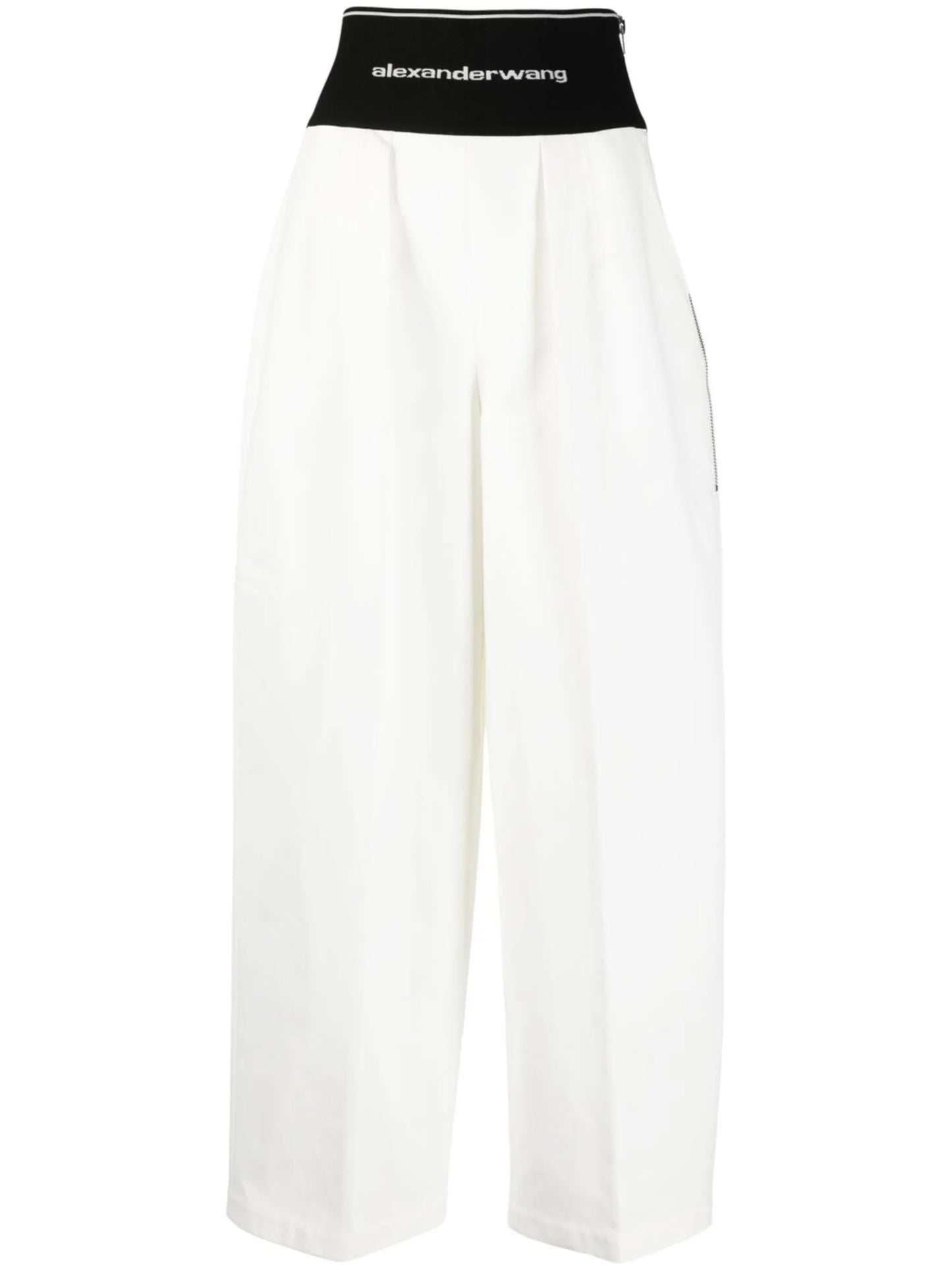 logo-waistband wide-leg trousers