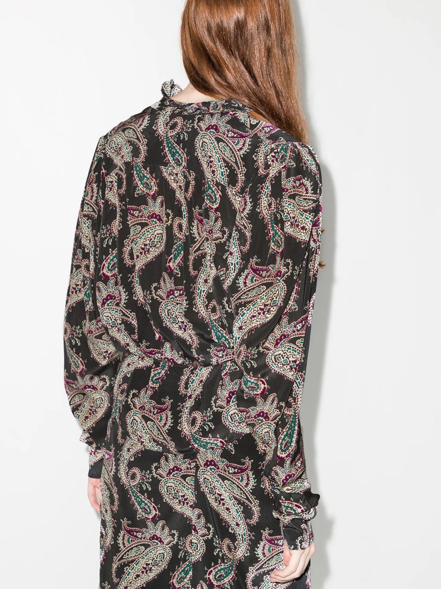 paisley-print silk blouse