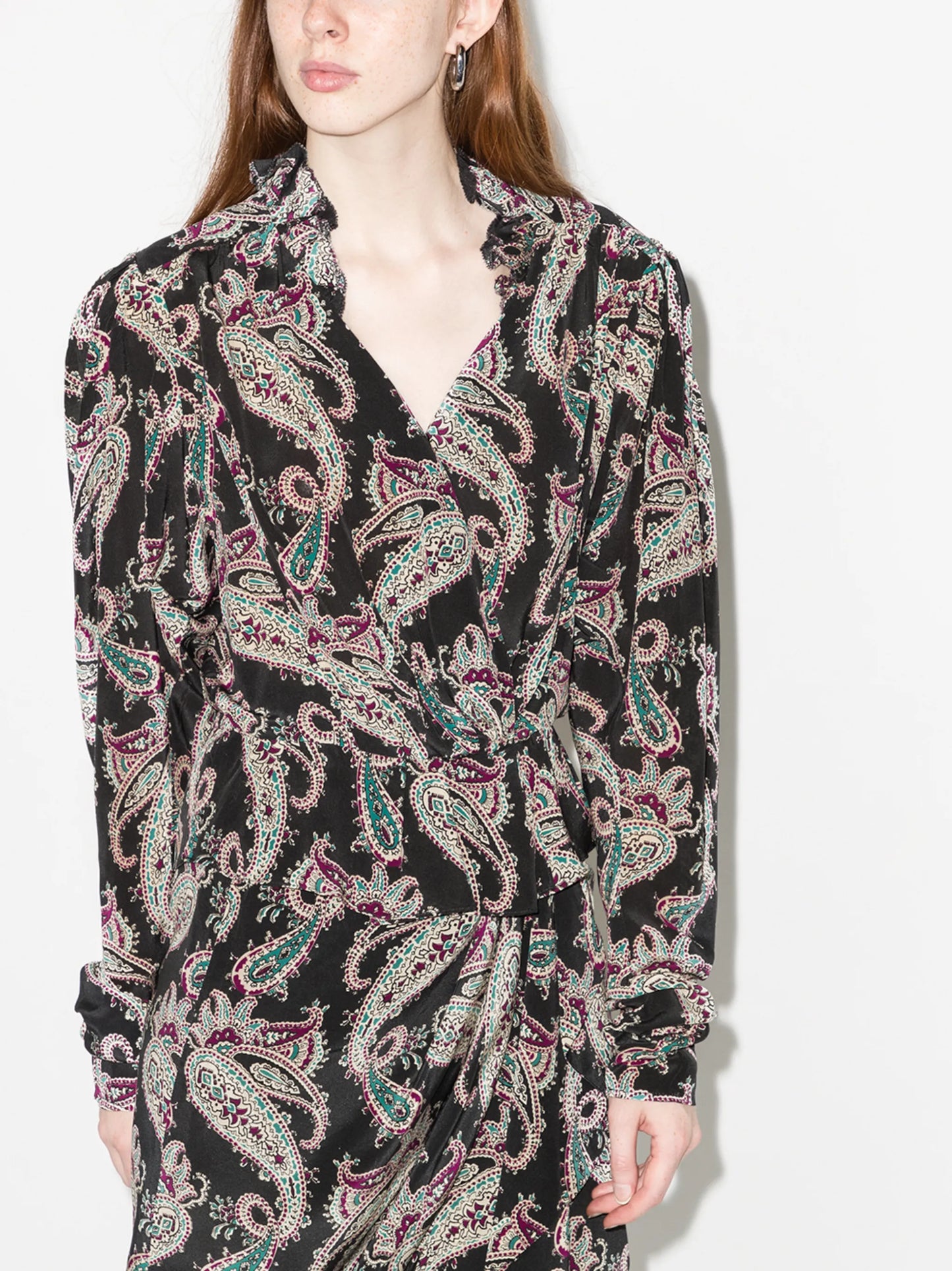 paisley-print silk blouse