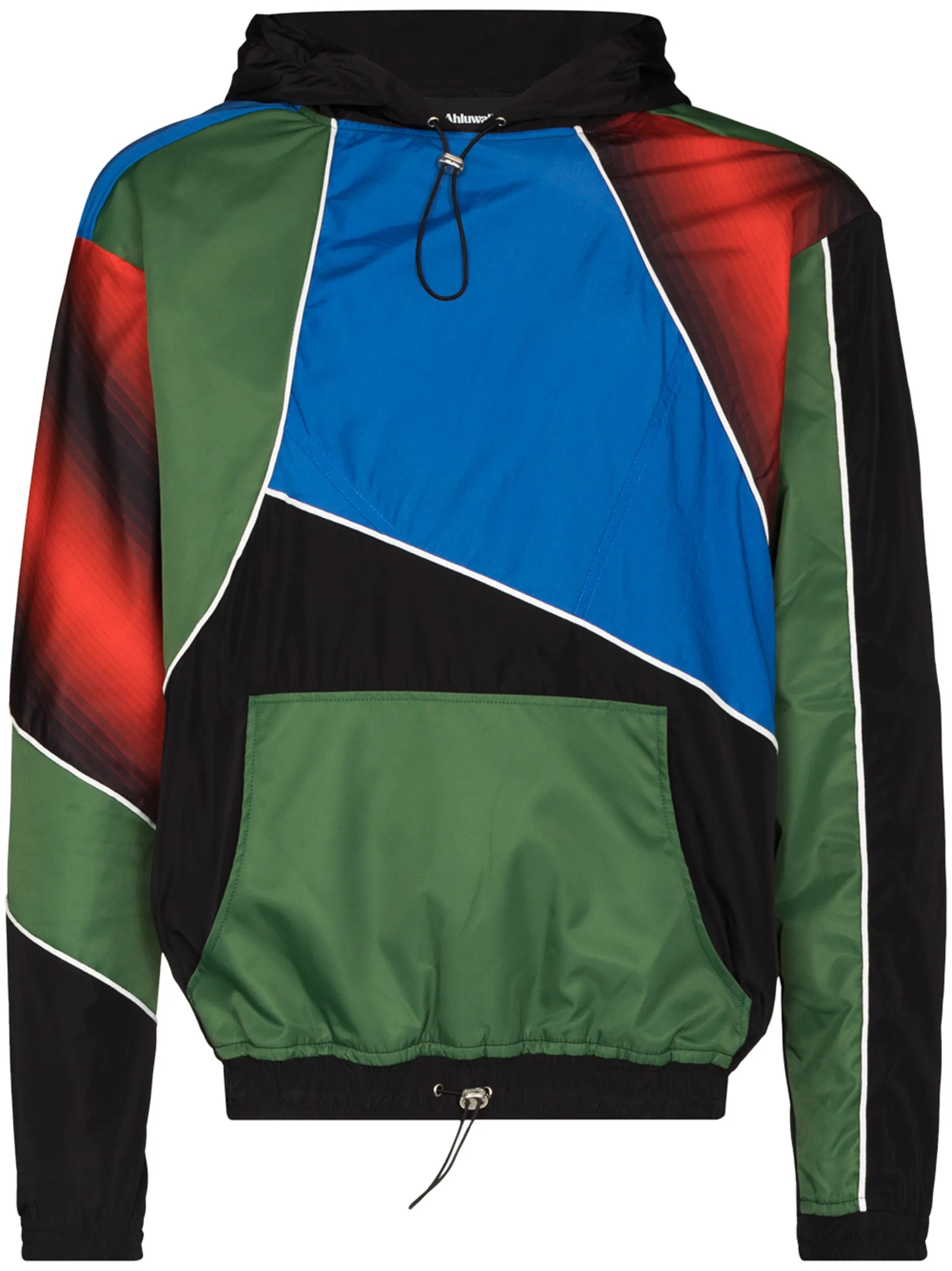 patchwork drawstring hooded sweatshirt