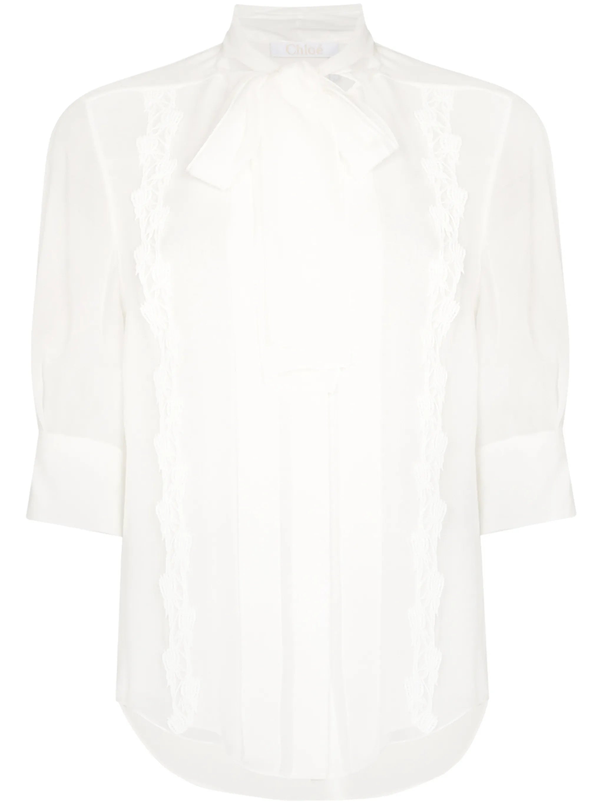 scarf-neck silk shirt