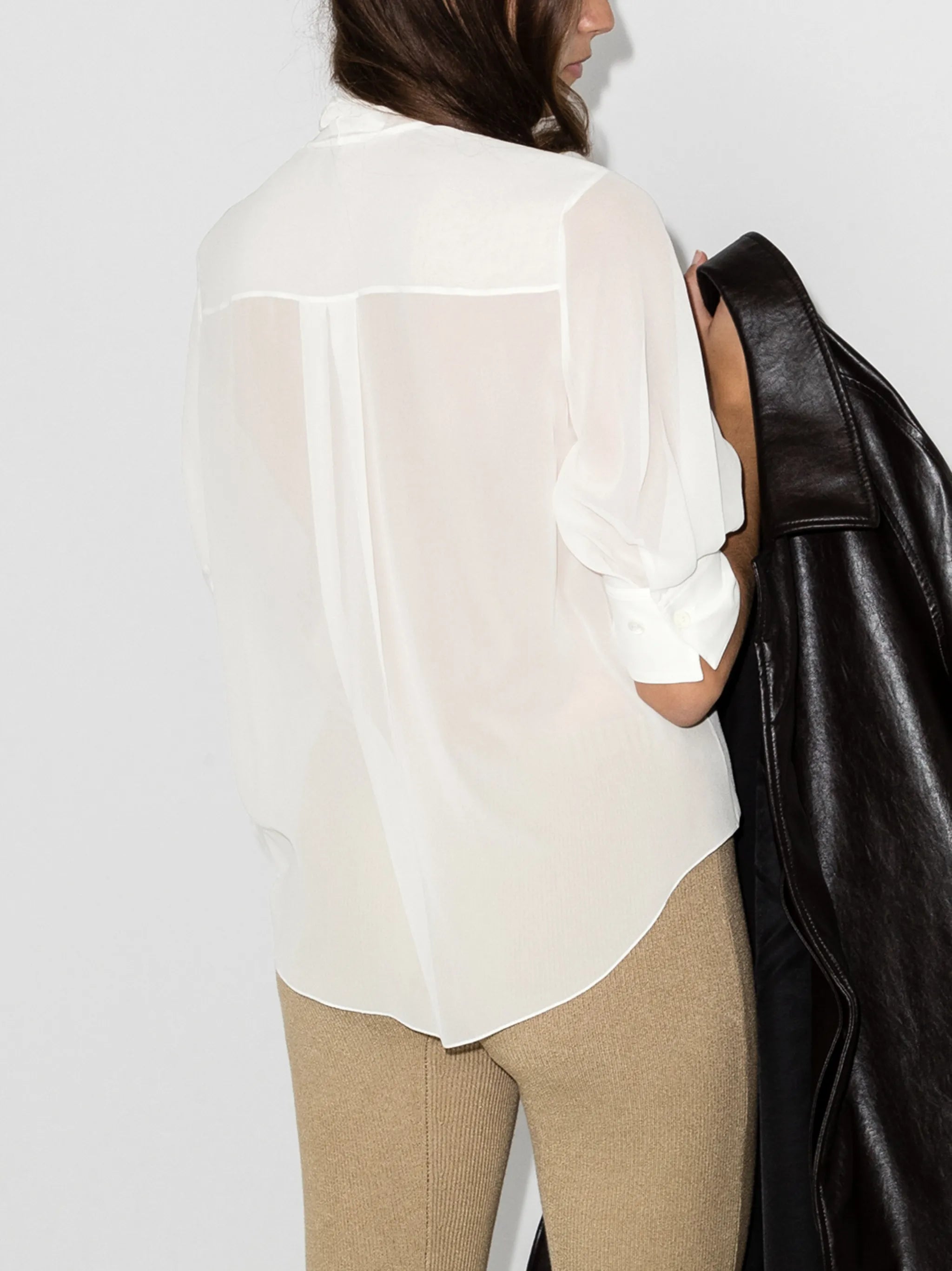scarf-neck silk shirt