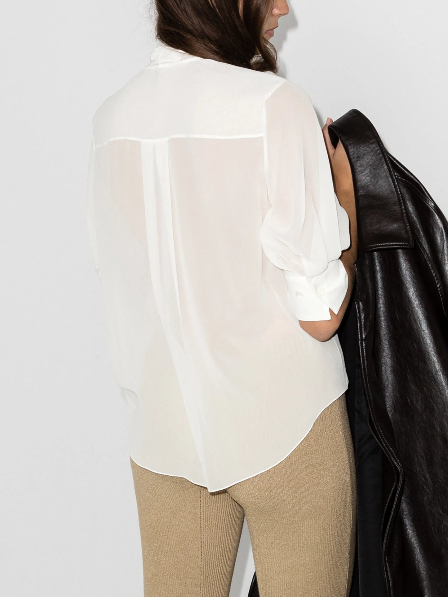 scarf-neck silk shirt