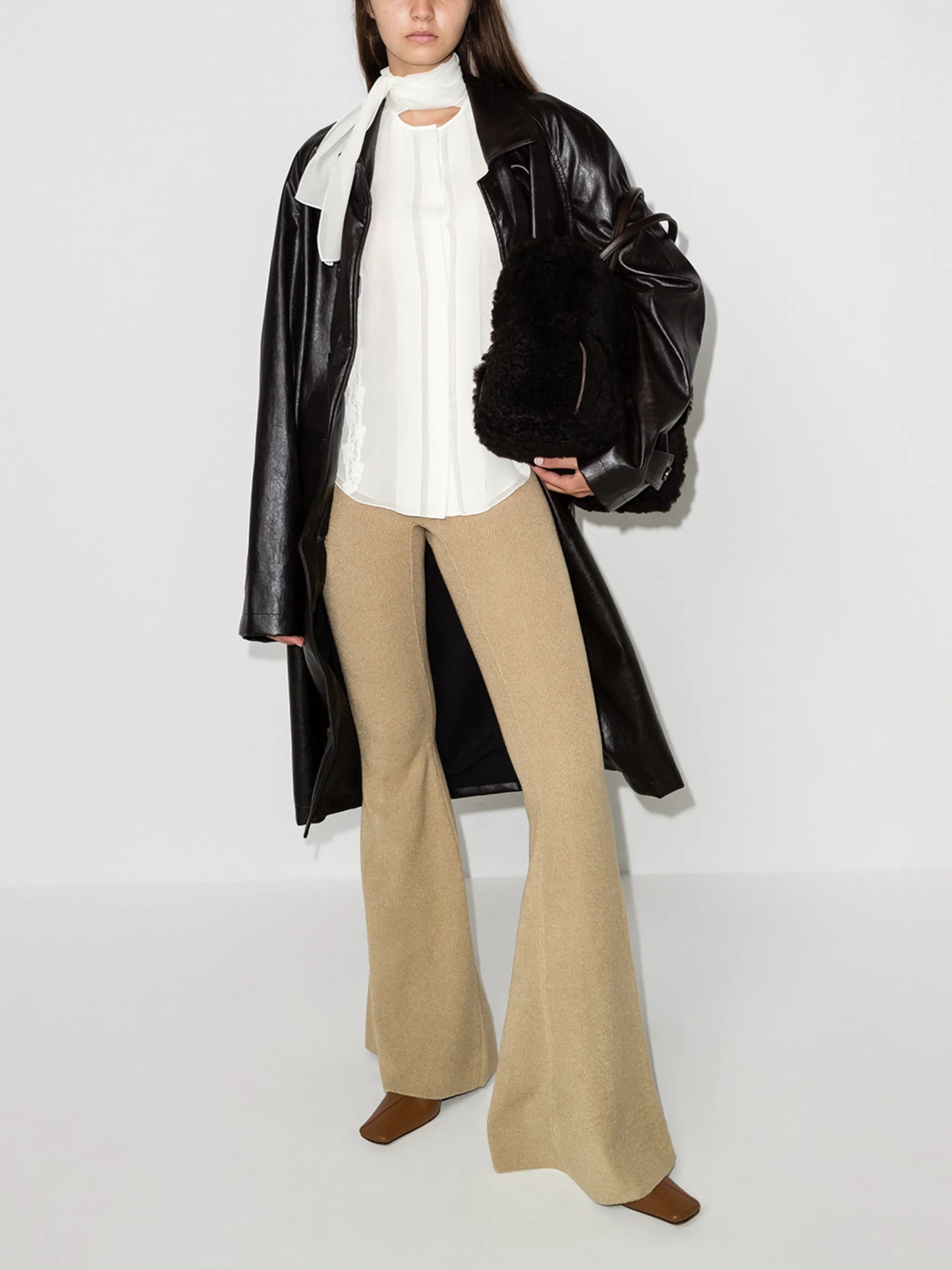 scarf-neck silk shirt