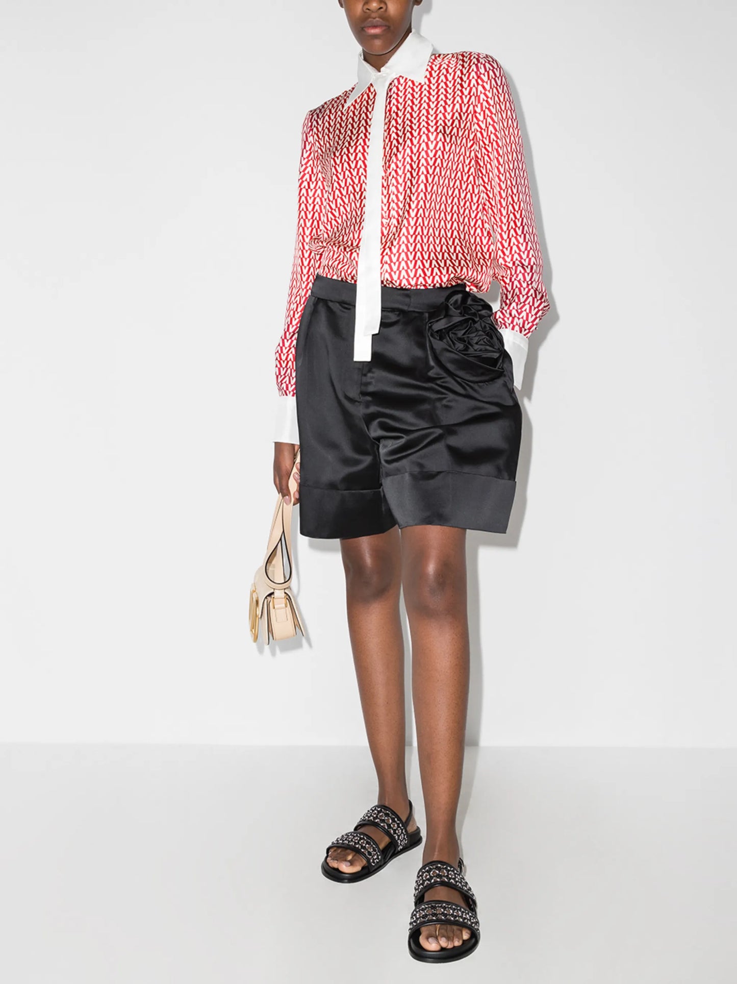 monogram print silk shirt