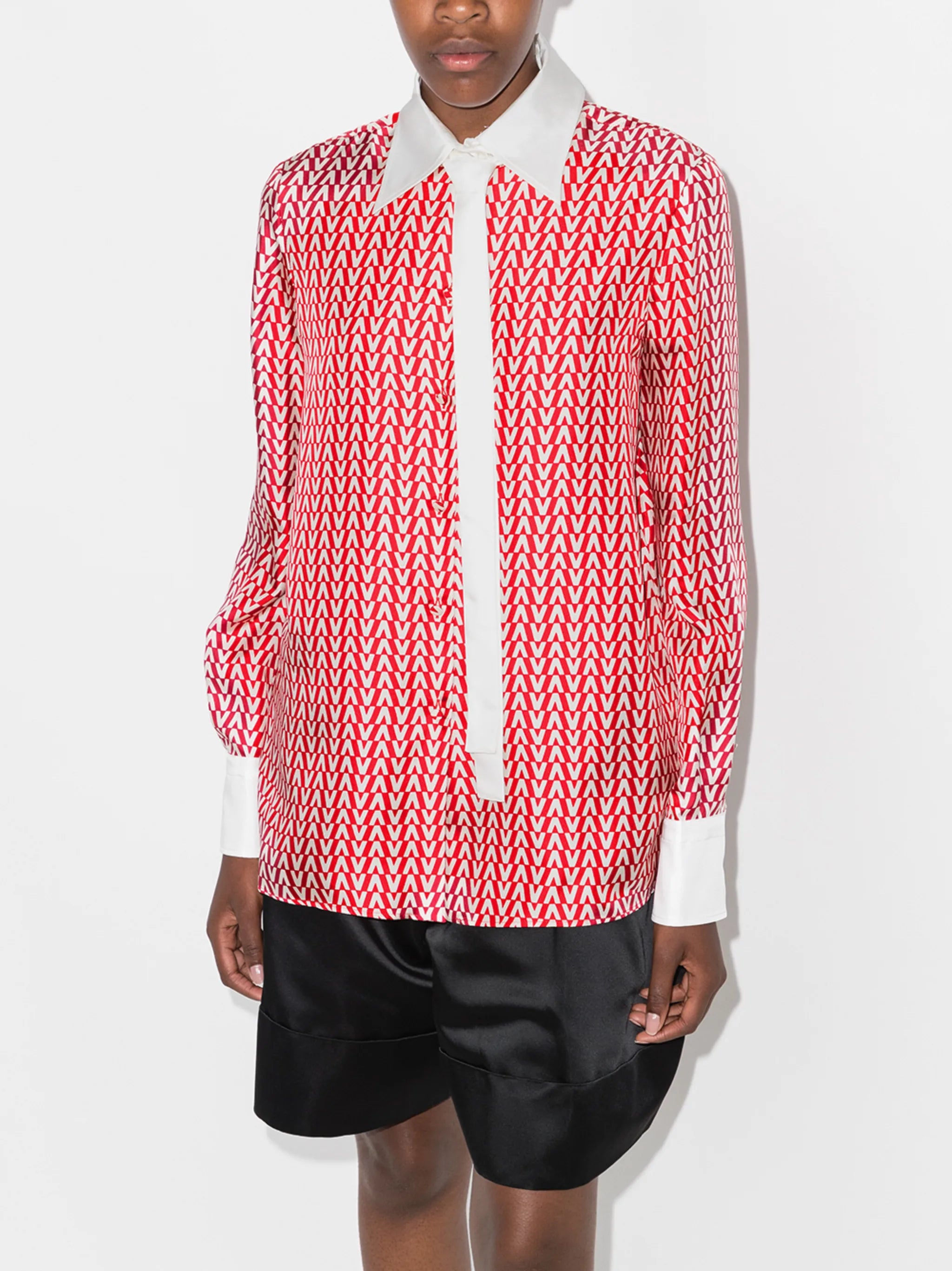 monogram print silk shirt
