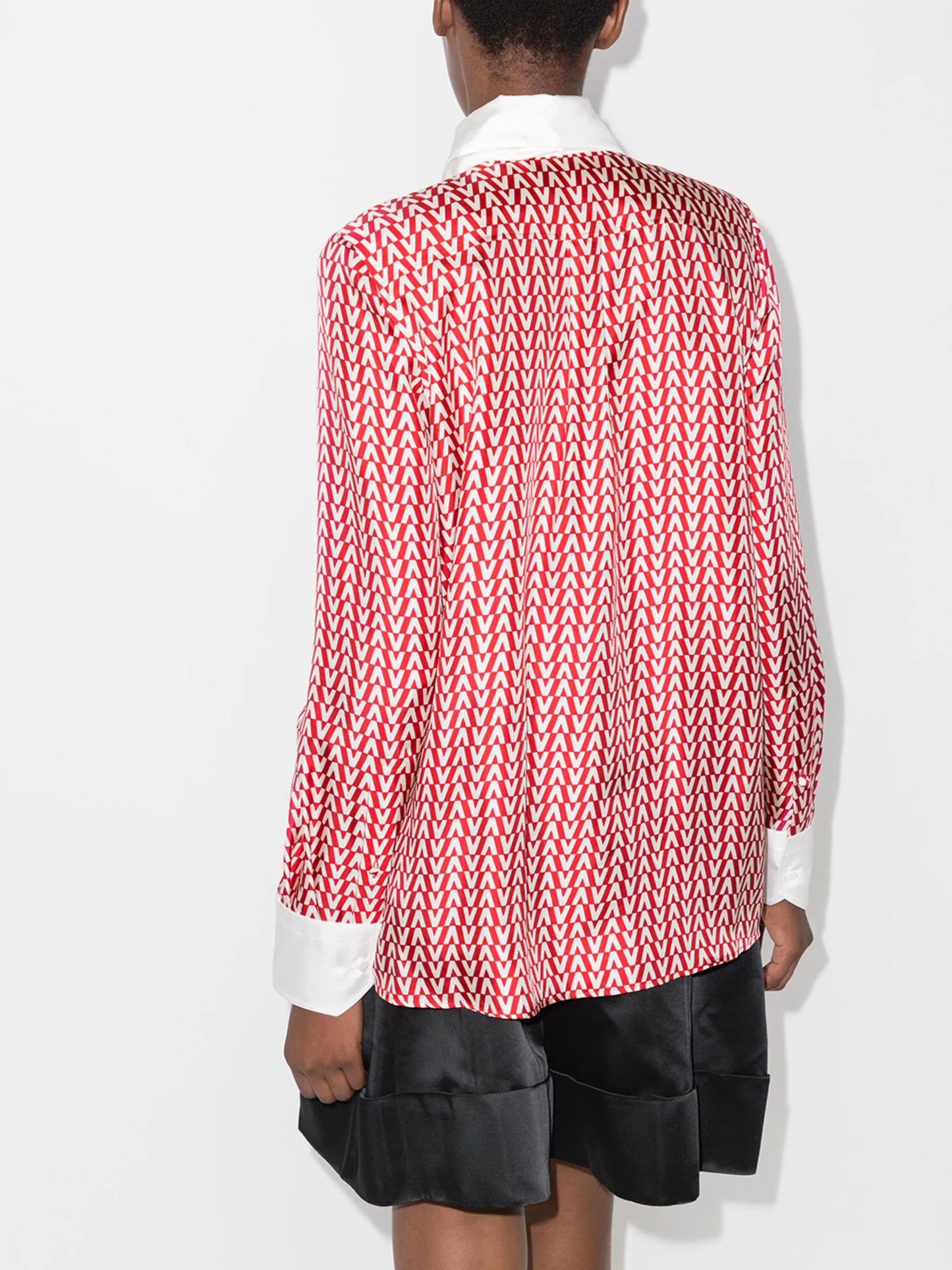 monogram print silk shirt