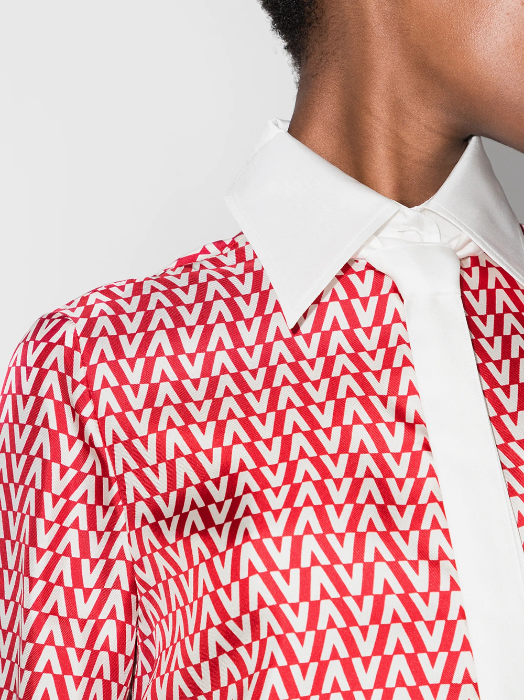 monogram print silk shirt