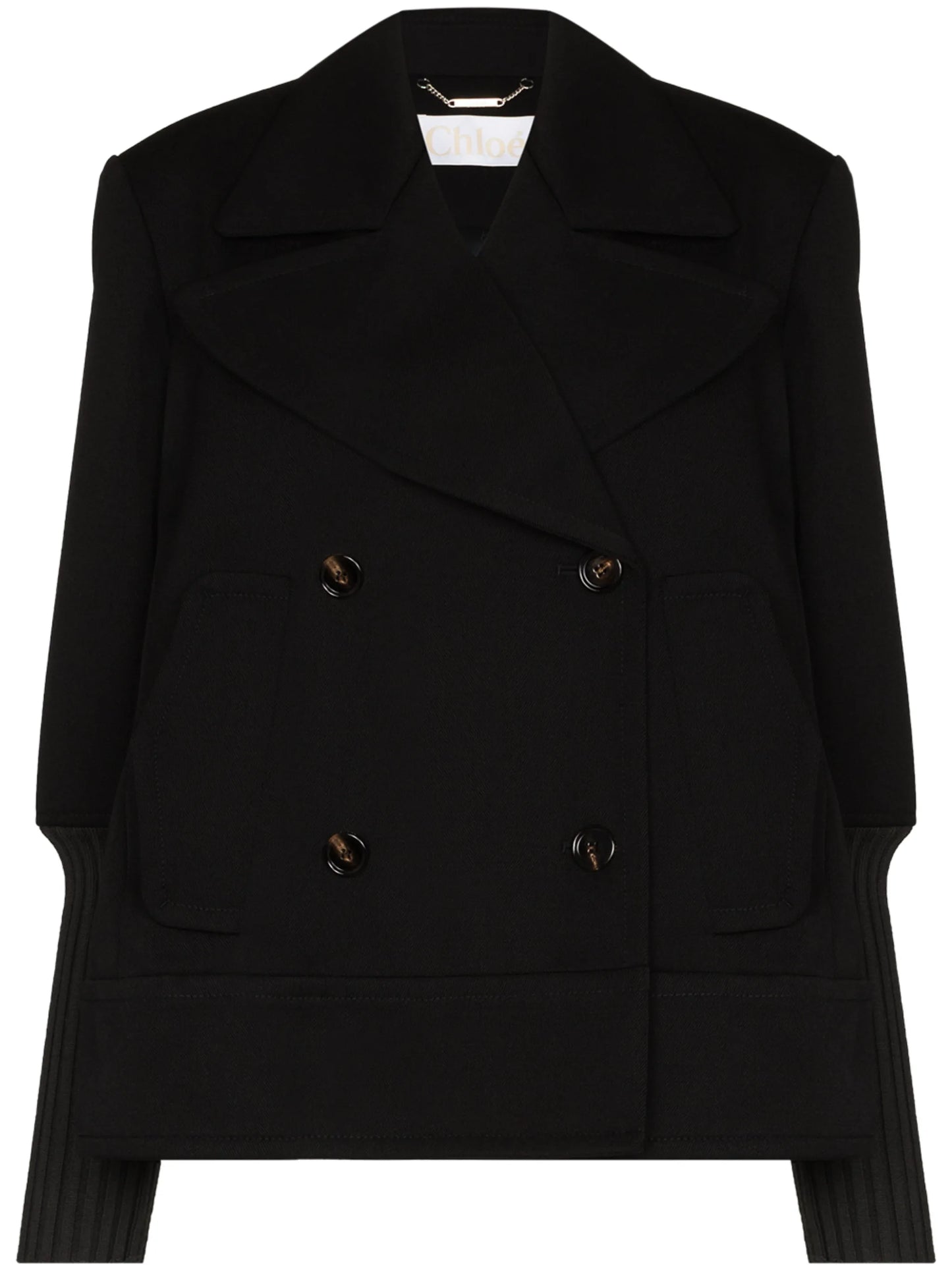contrast-sleeve double-breasted blazer