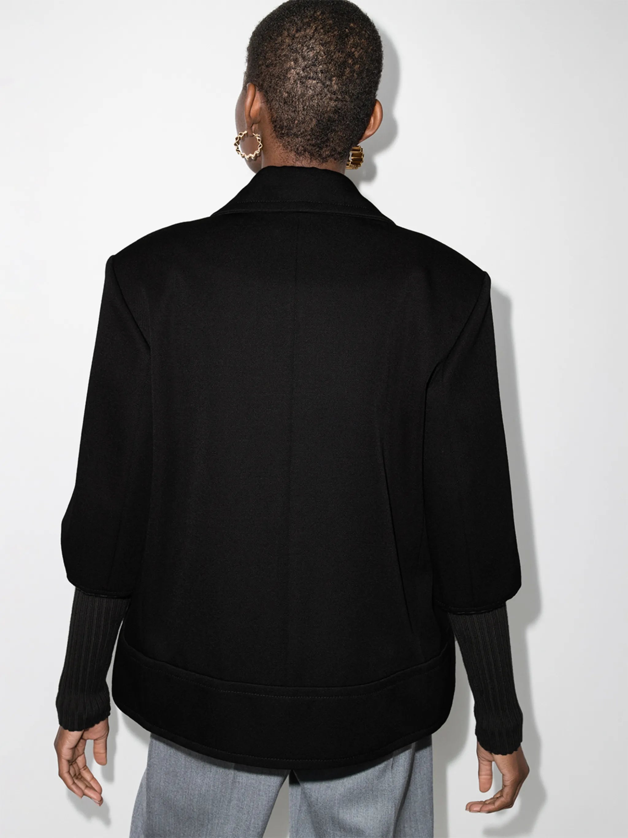 contrast-sleeve double-breasted blazer
