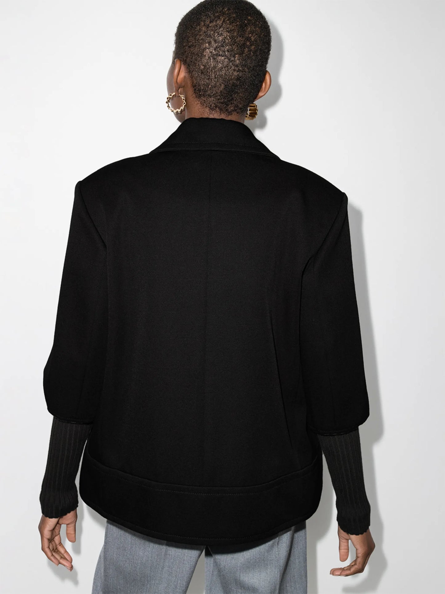 contrast-sleeve double-breasted blazer