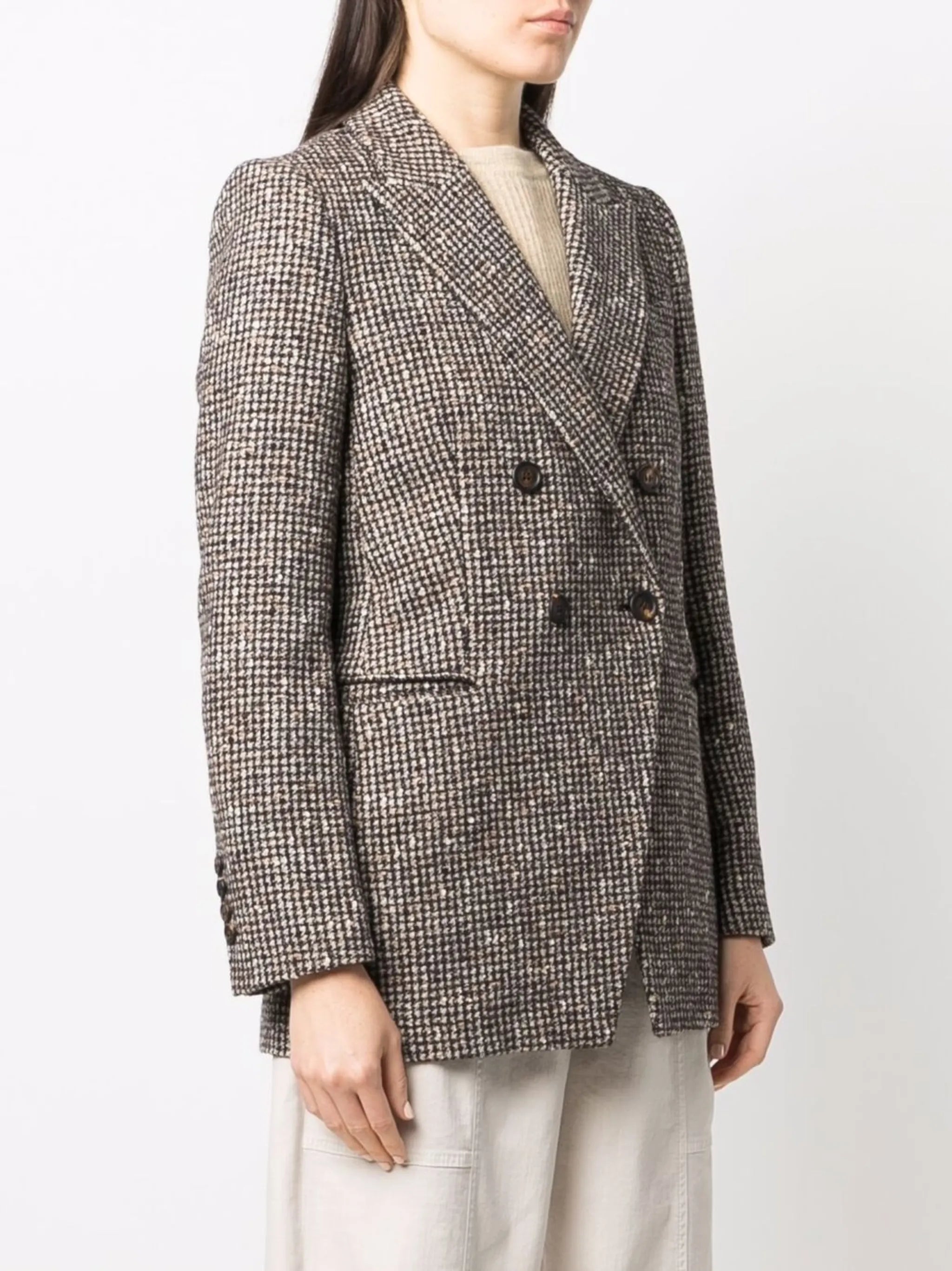 checked double-breasted blazer