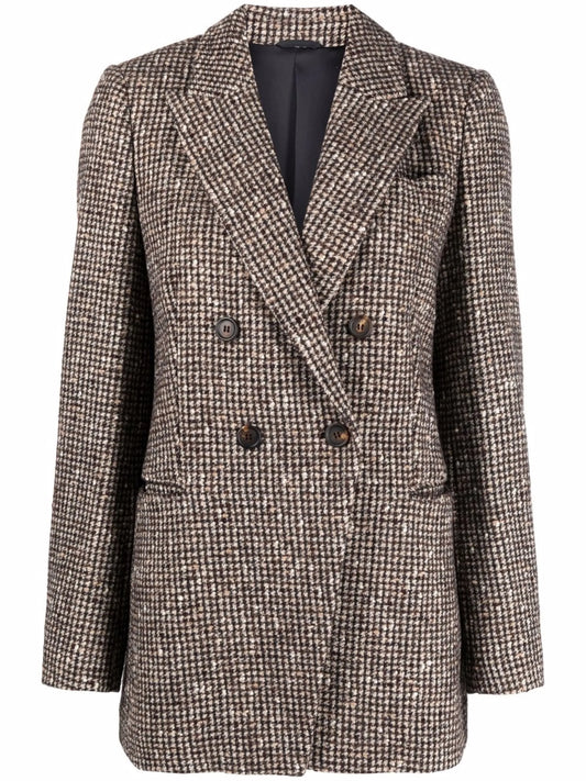 checked double-breasted blazer