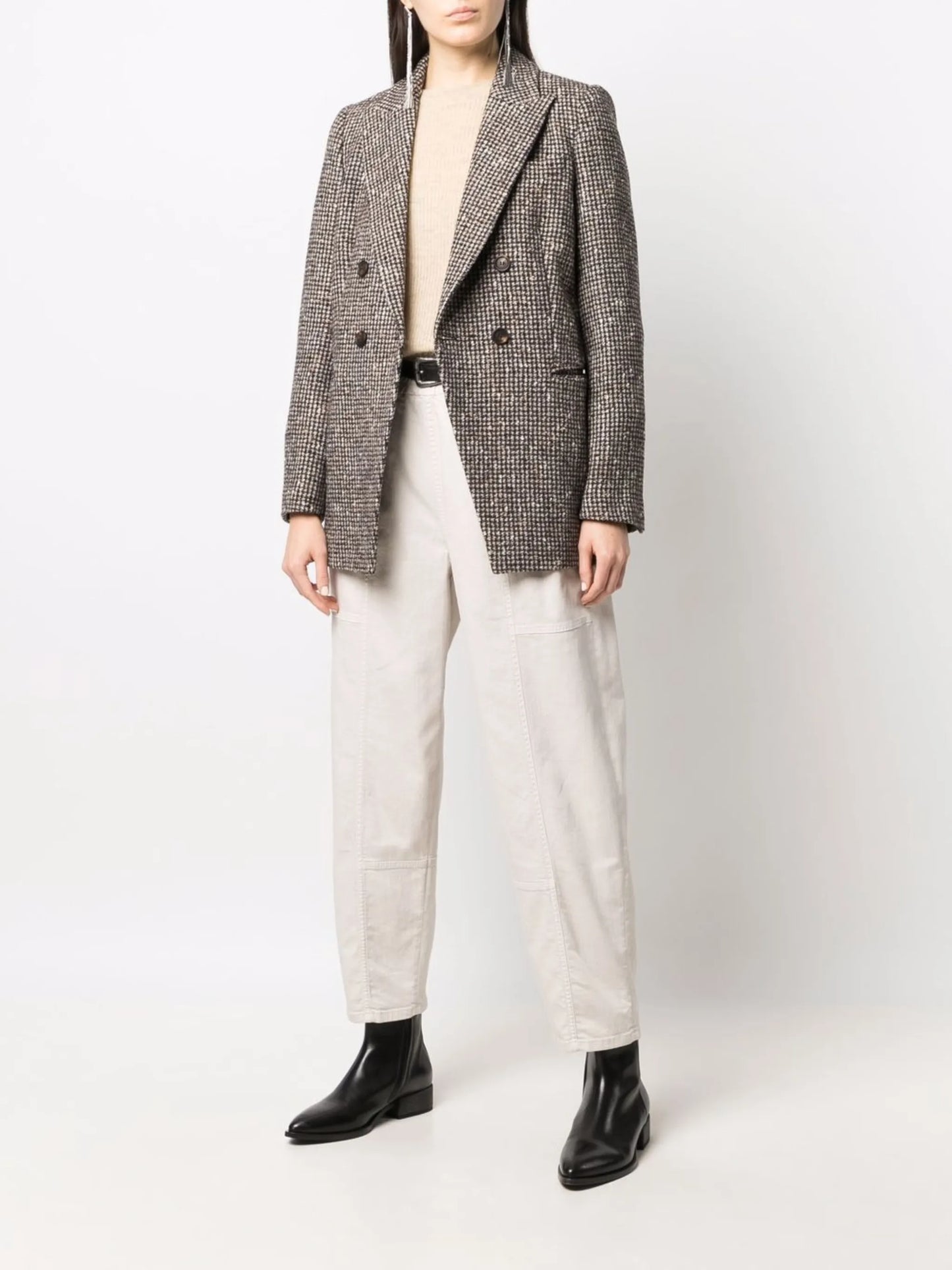 checked double-breasted blazer