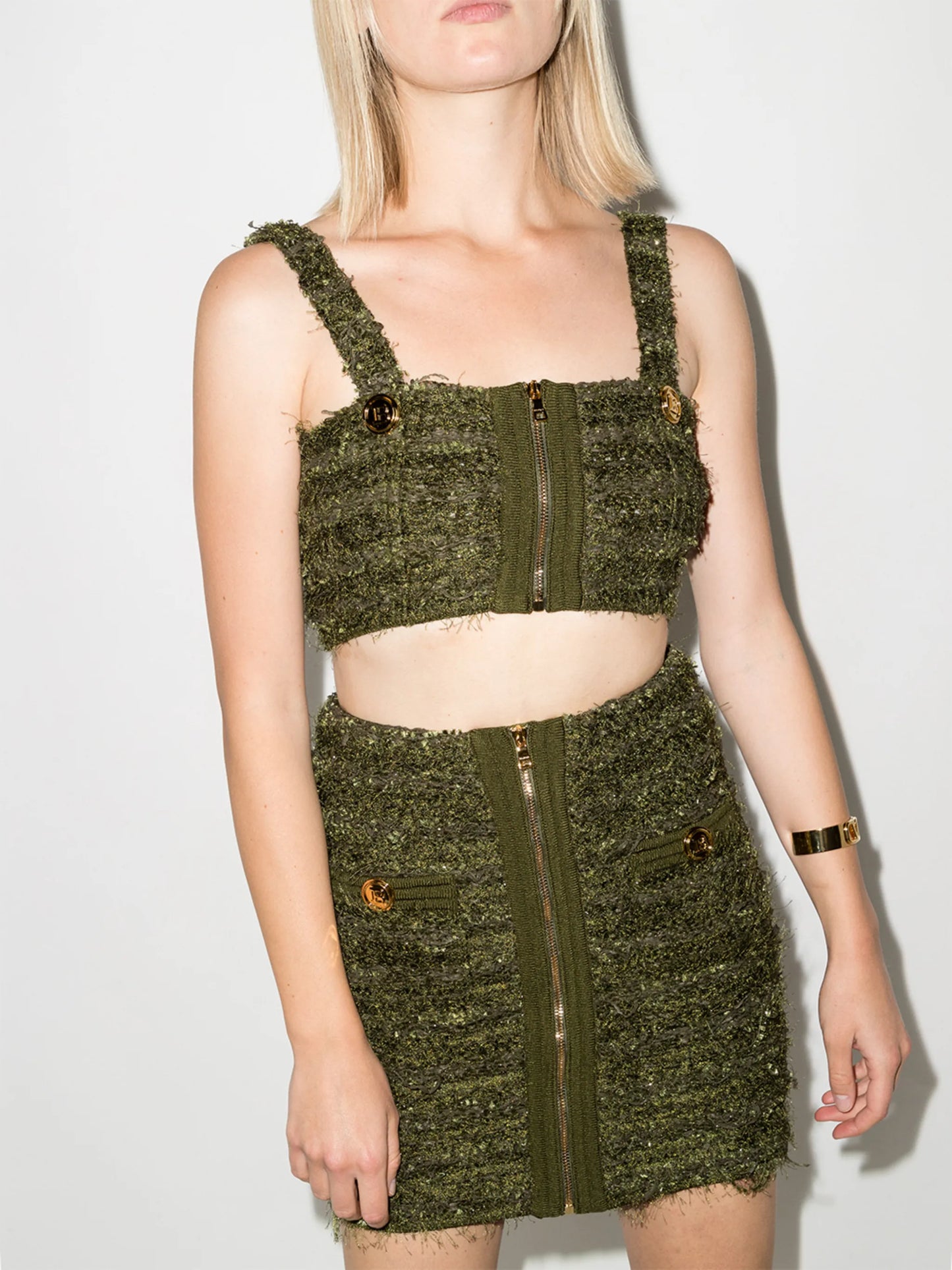 logo-buttons tweed crop top