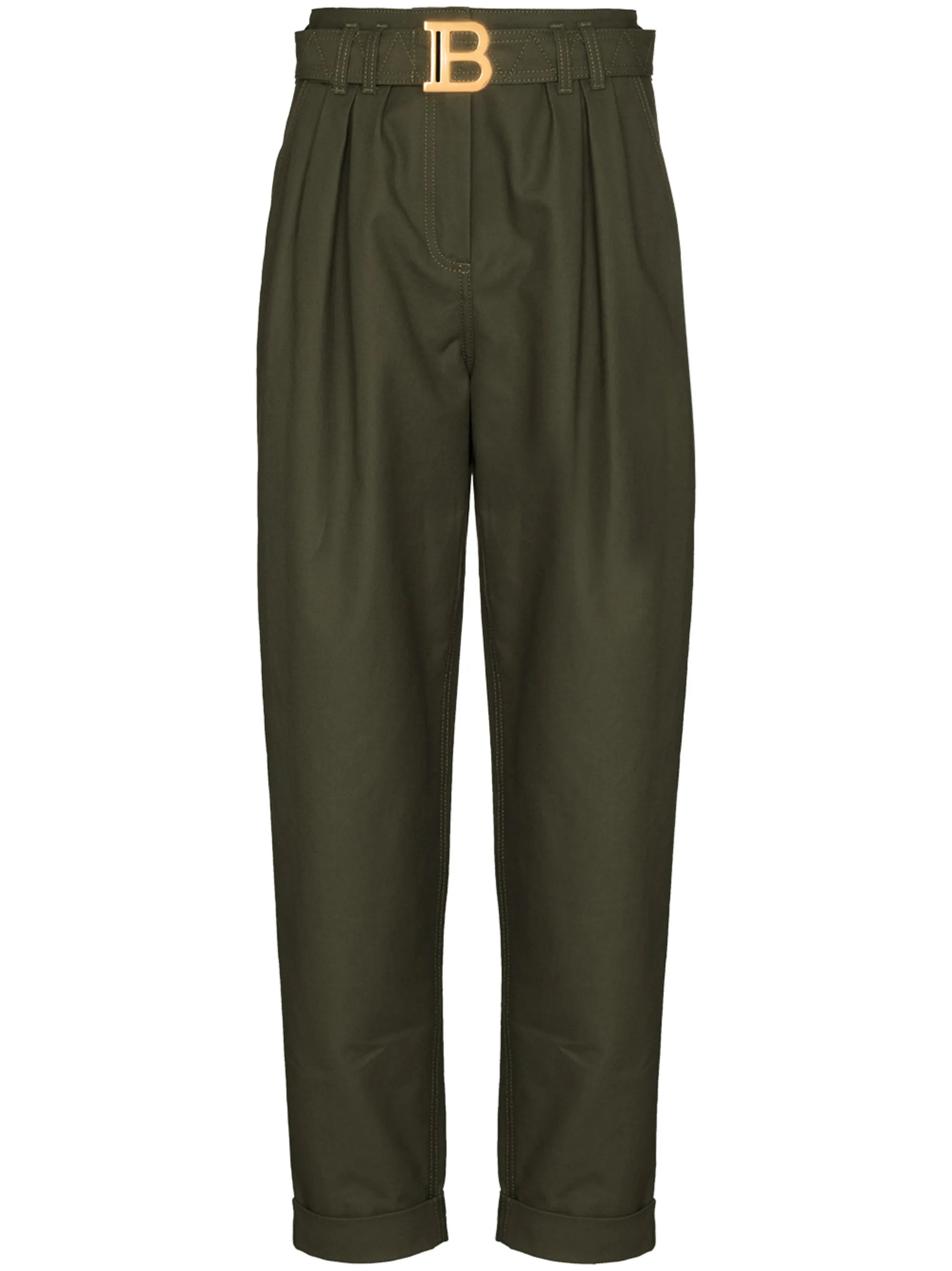 logo-buckle tapered trousers