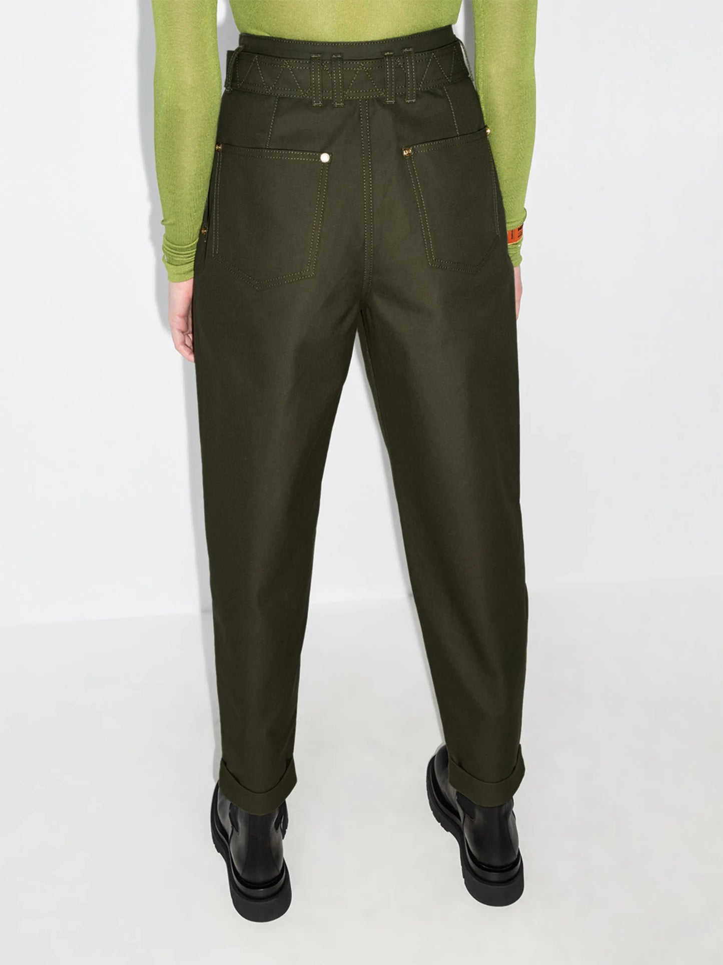logo-buckle tapered trousers