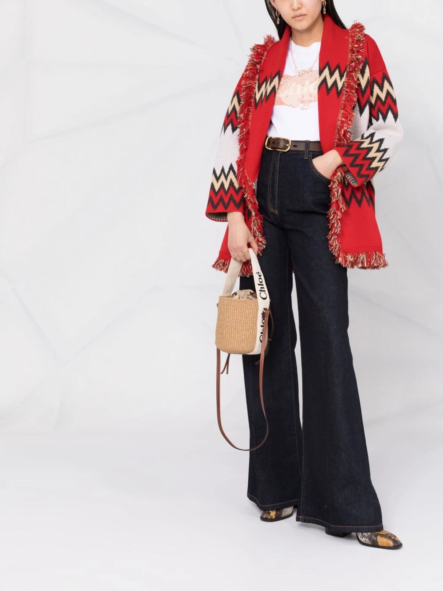 small Woody woven bucket bag