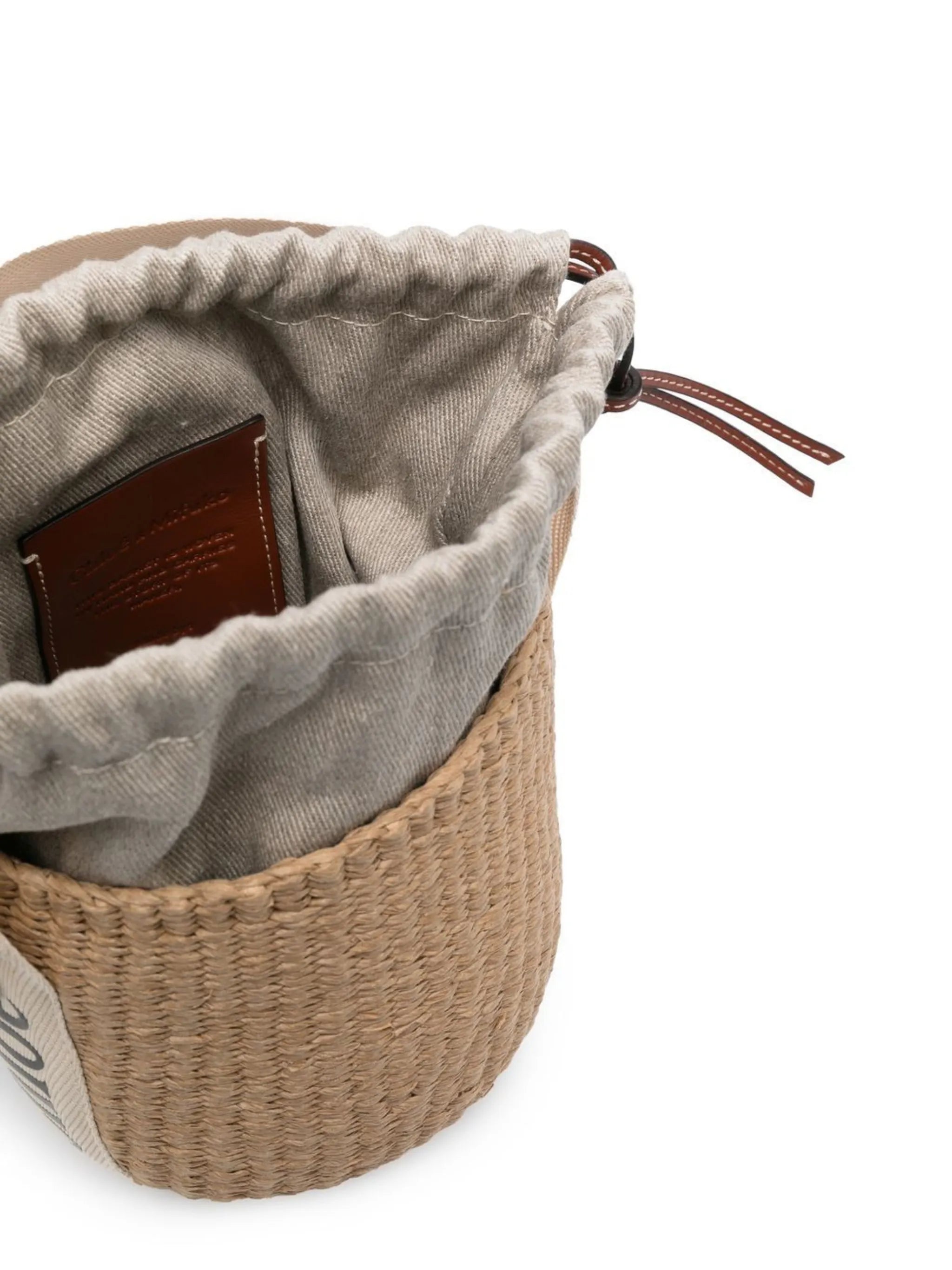 small Woody woven bucket bag