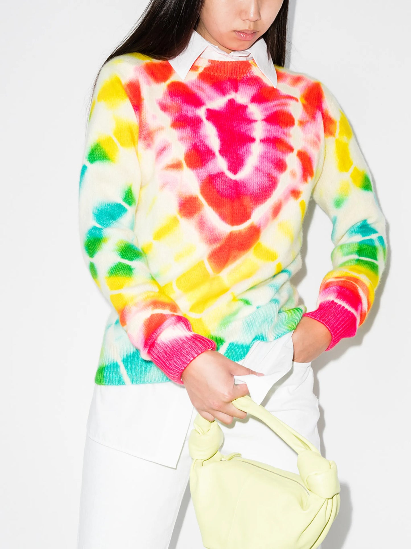 Burst tie-dye crew neck jumper