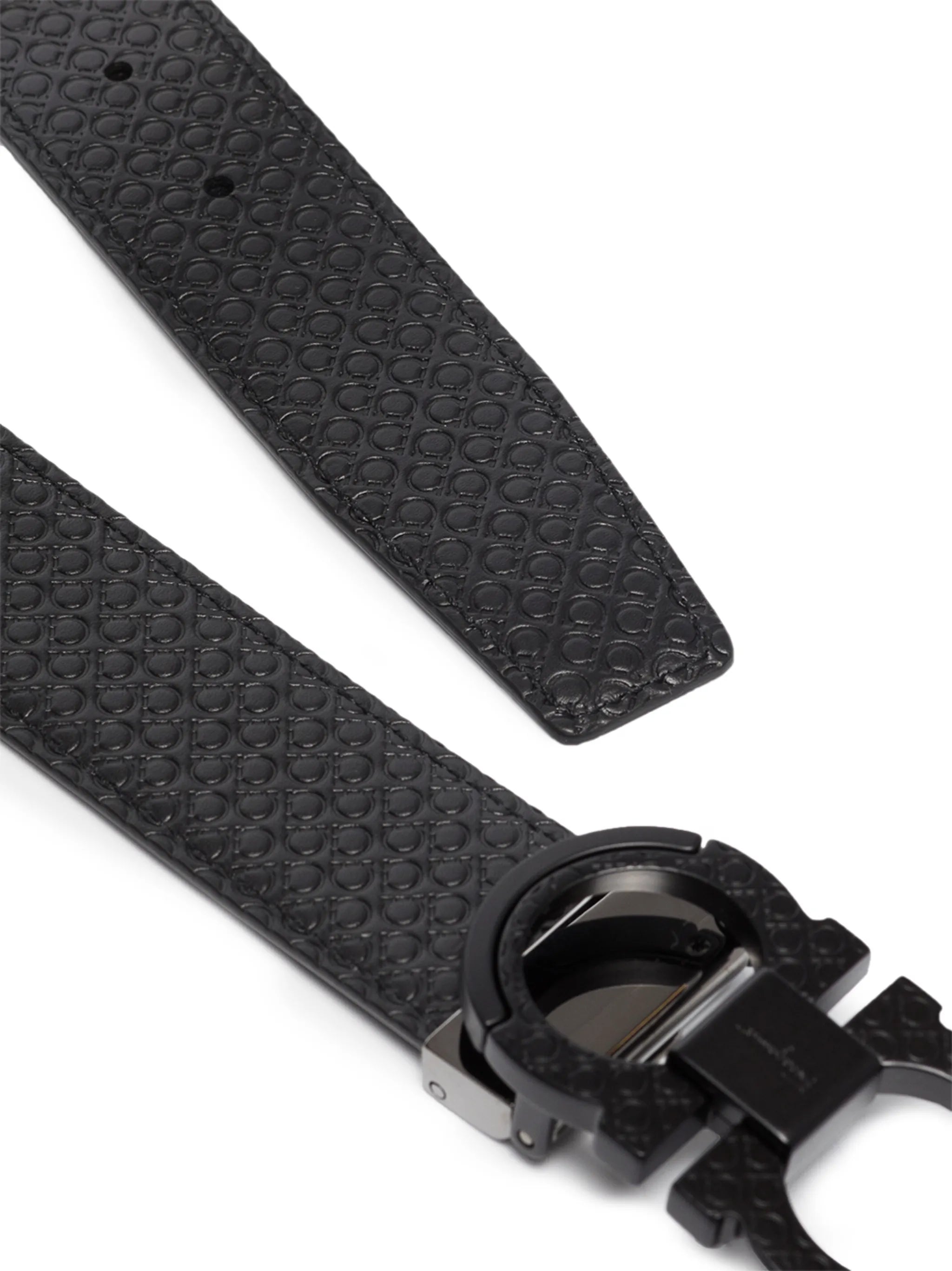 Gancini embossed leather belt