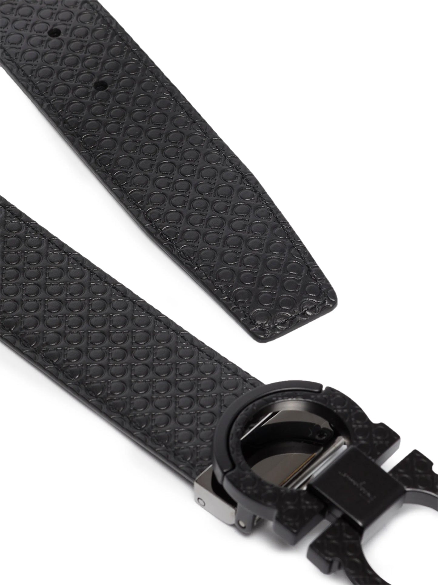 Gancini embossed leather belt
