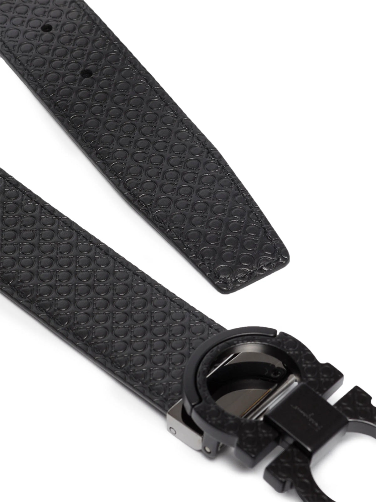 Gancini embossed leather belt