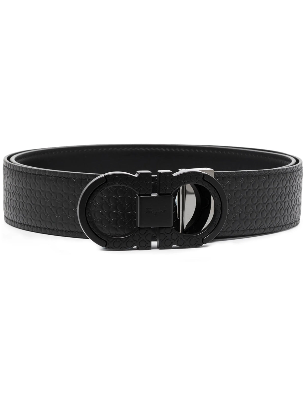 Gancini embossed leather belt
