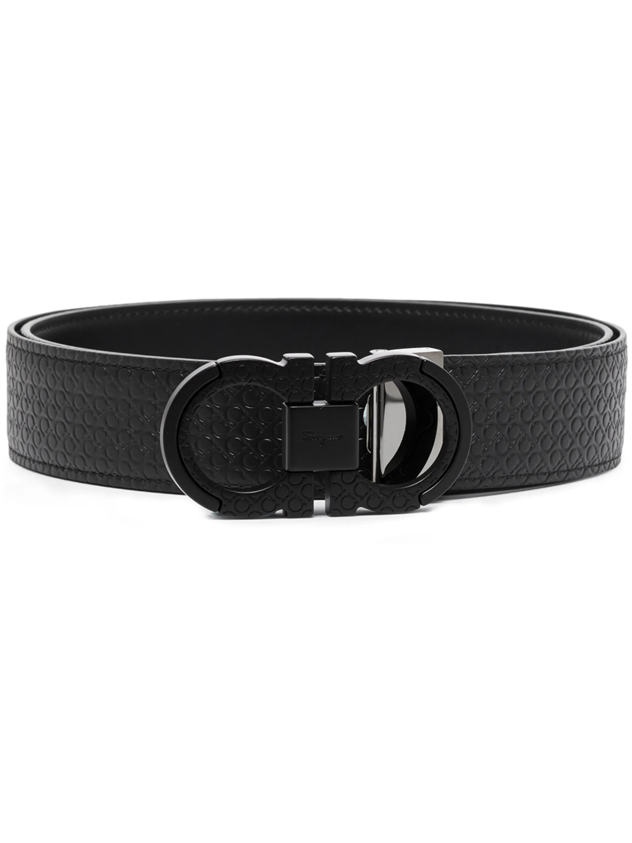 Gancini embossed leather belt