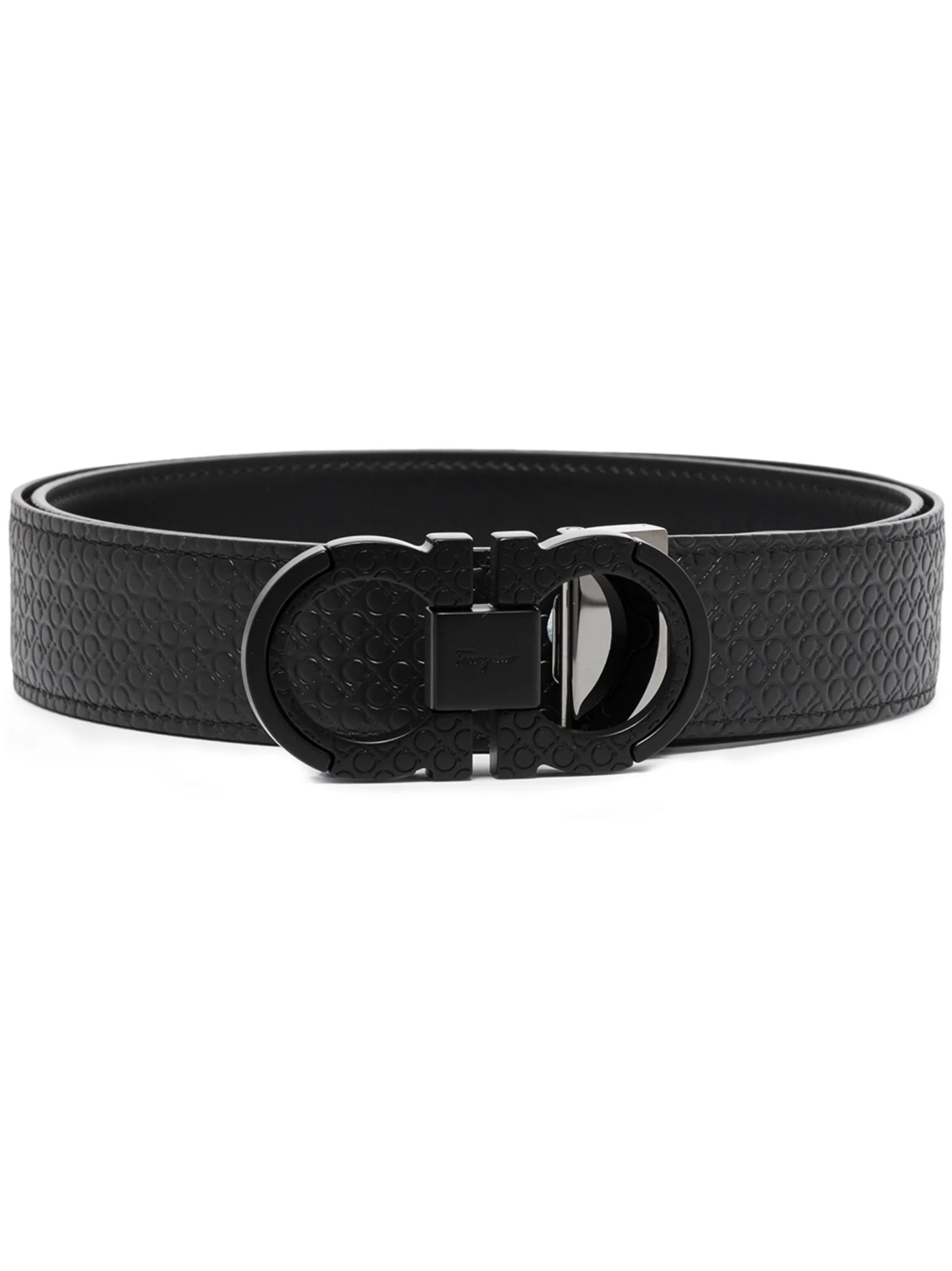 Gancini embossed leather belt