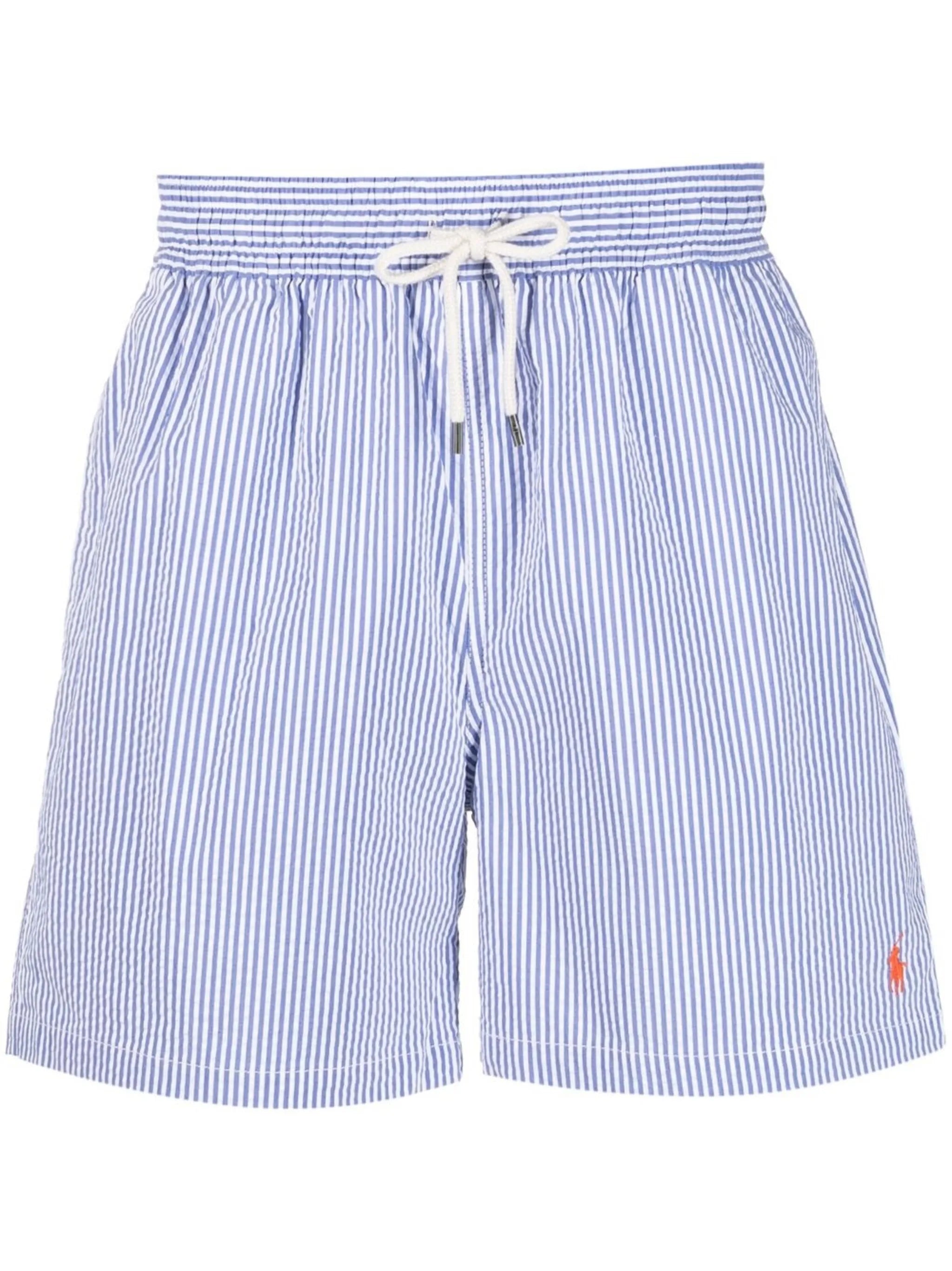 striped swim shorts