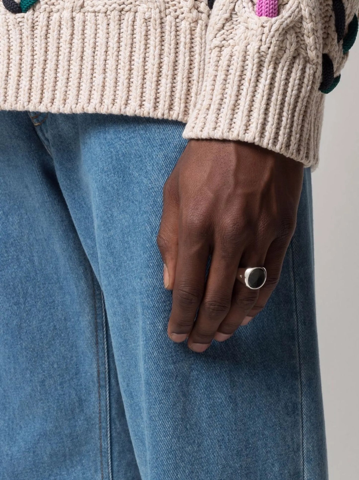 oval blue hawk eye signet ring