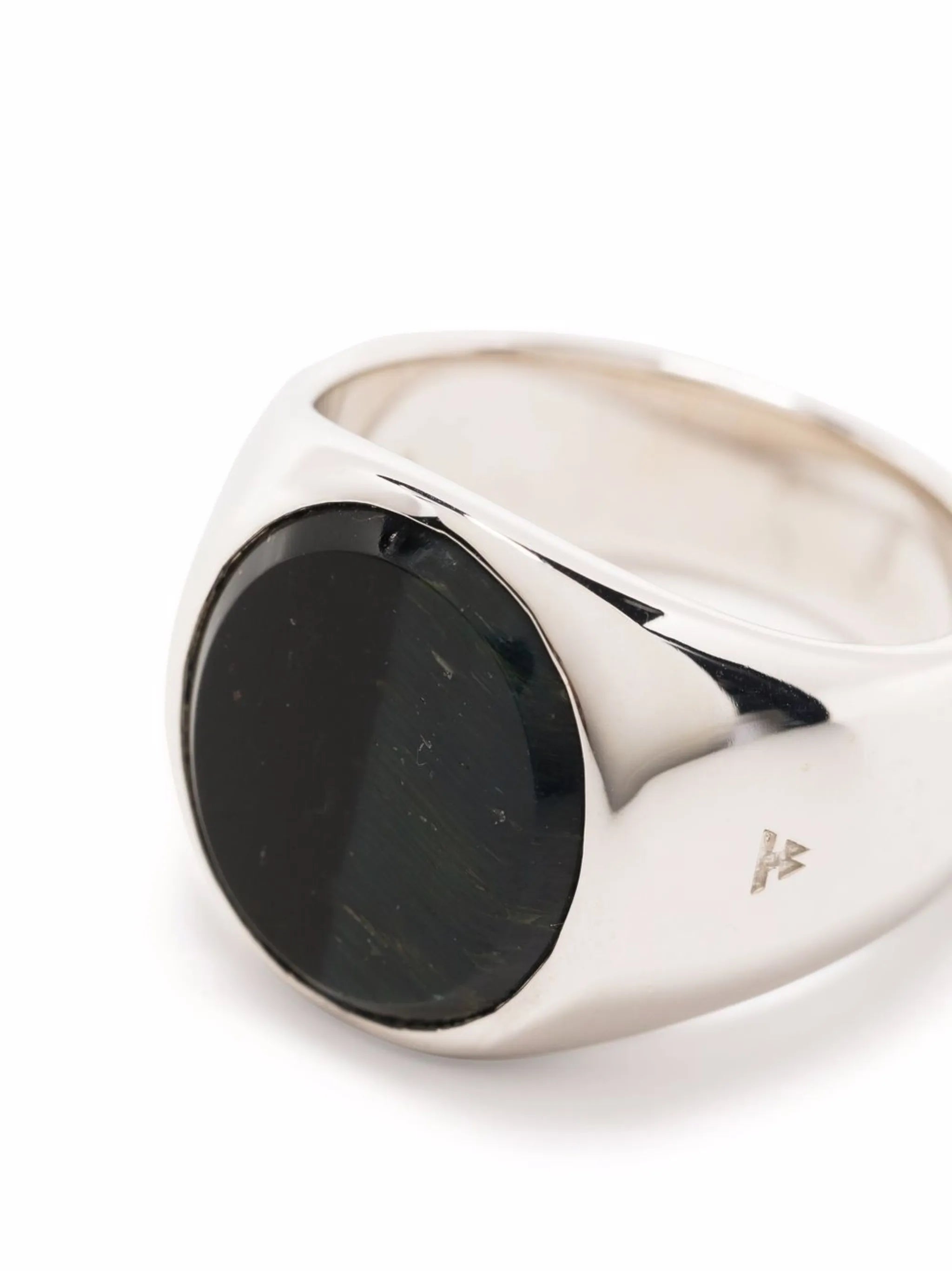 oval blue hawk eye signet ring