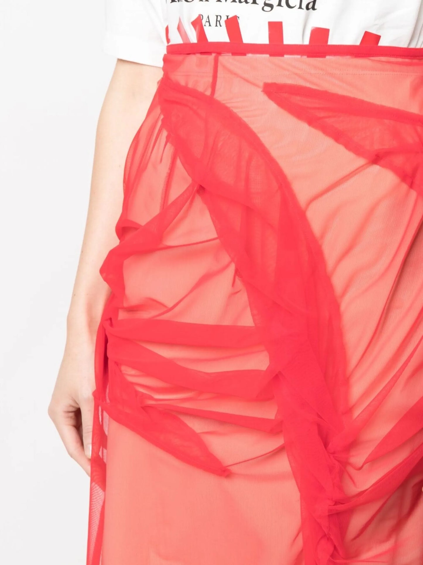 tulle-overlay asymmetric skirt