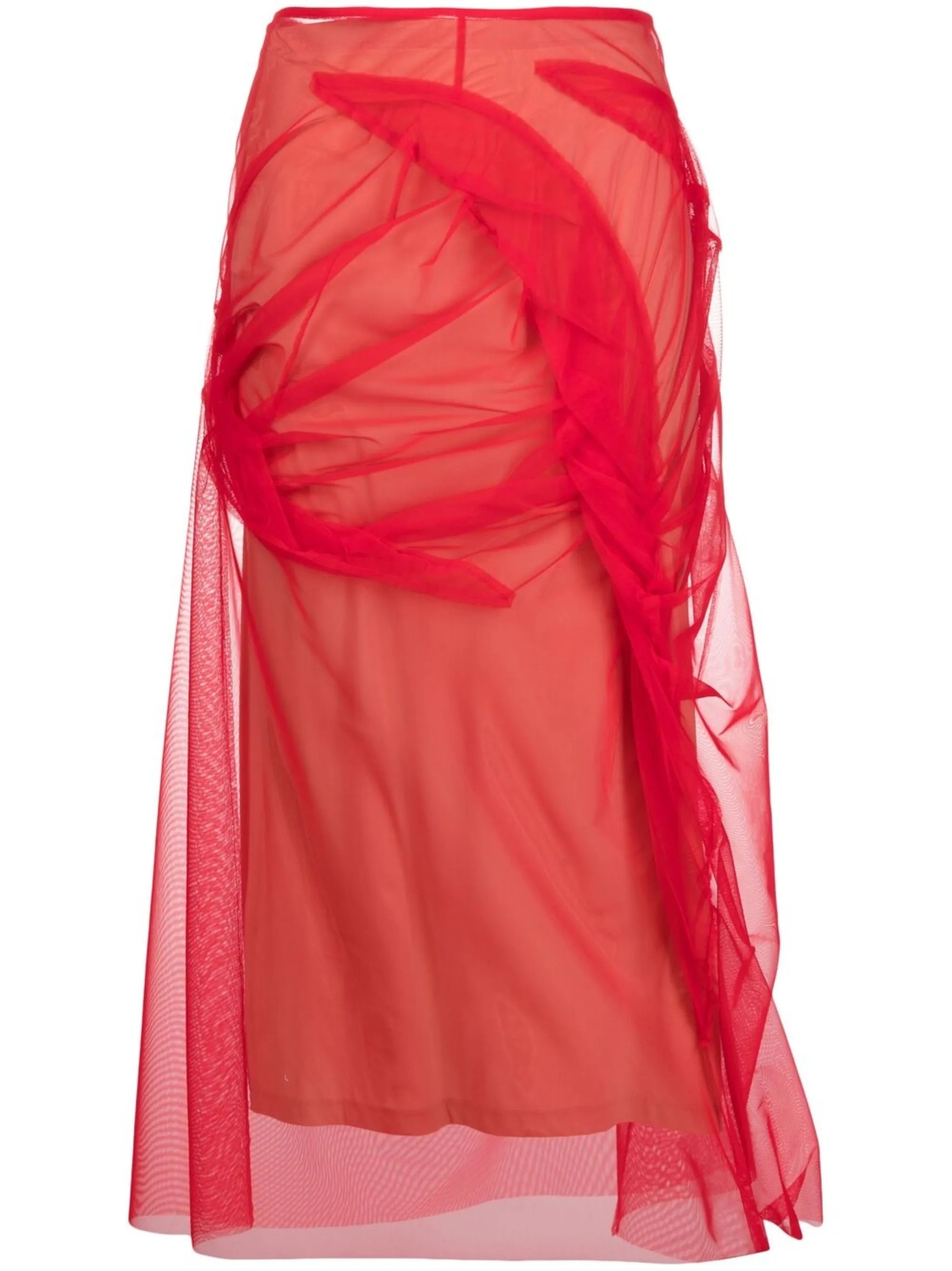 tulle-overlay asymmetric skirt