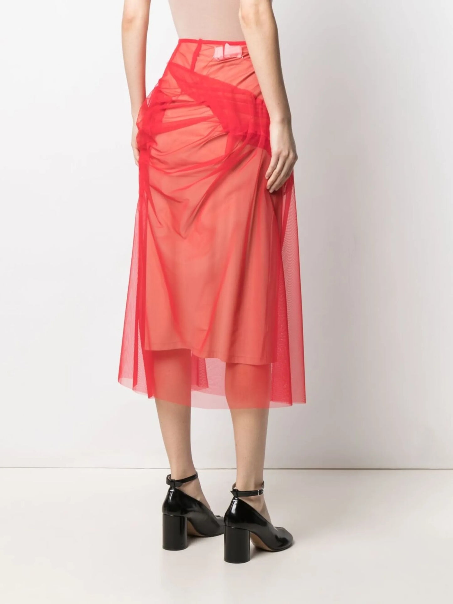 tulle-overlay asymmetric skirt