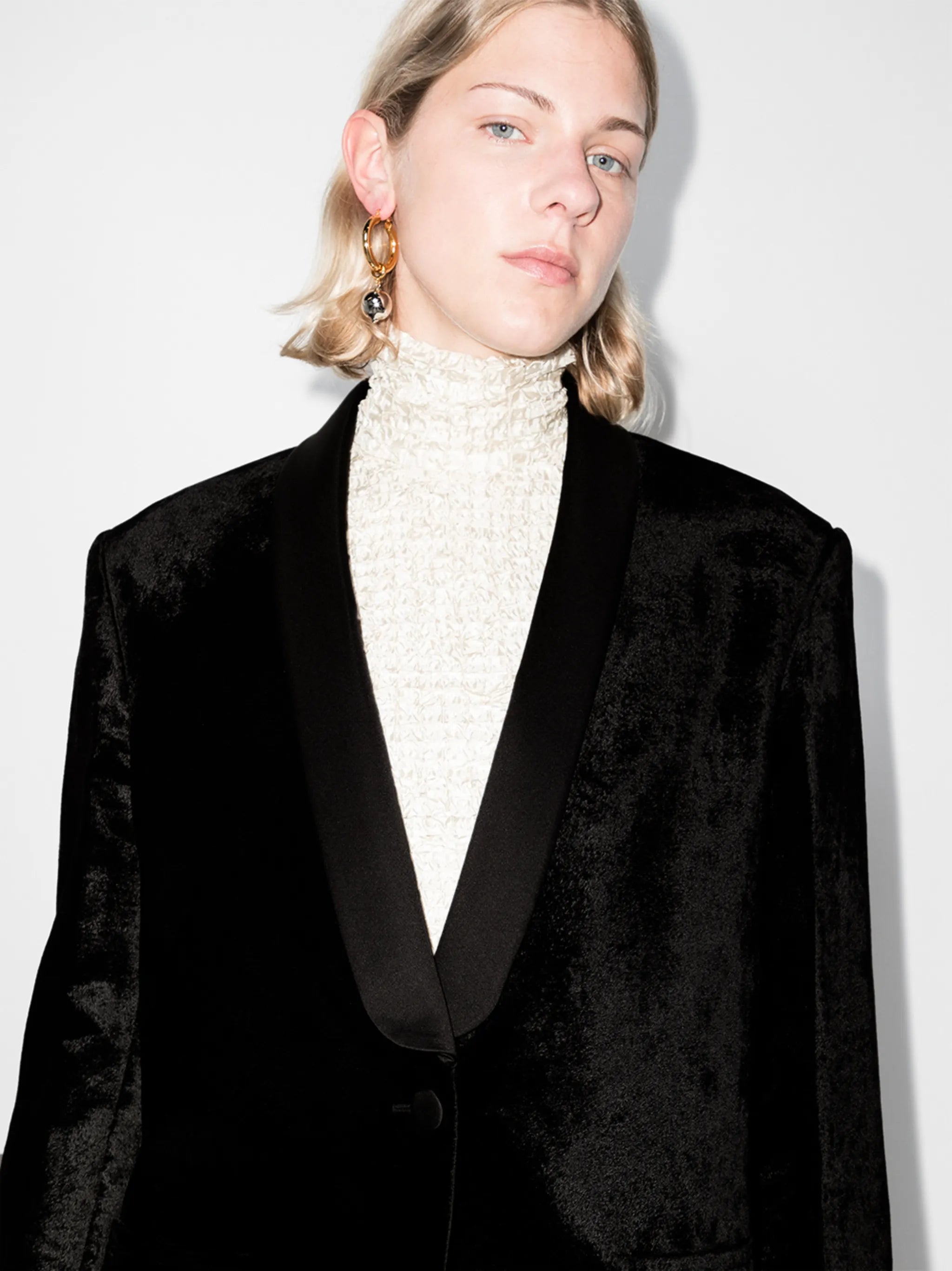 single-breasted velvet tuxedo jacket