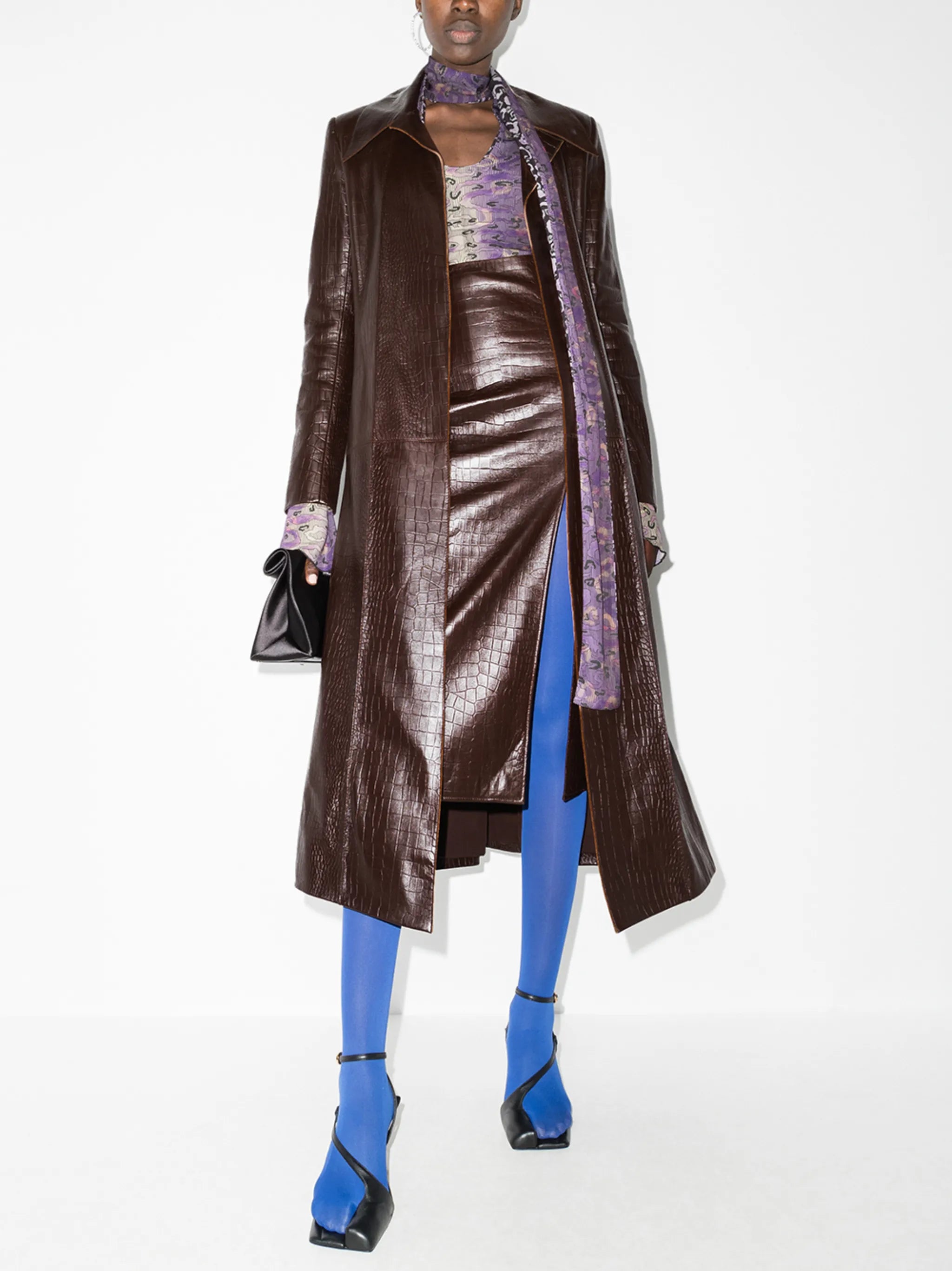 Fonda crocodile-effect pencil skirt