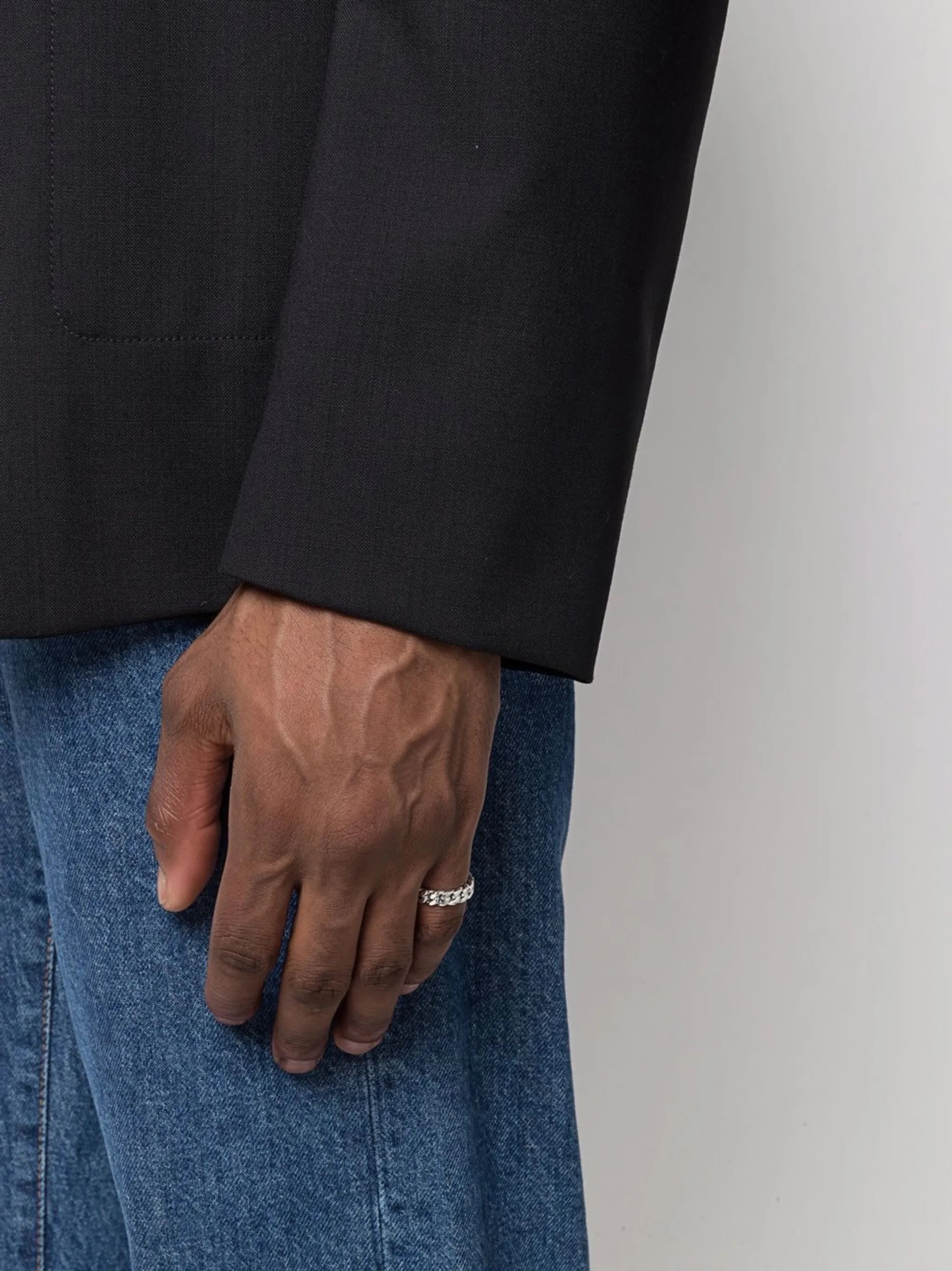 Chain Slim Spinel sterling silver ring