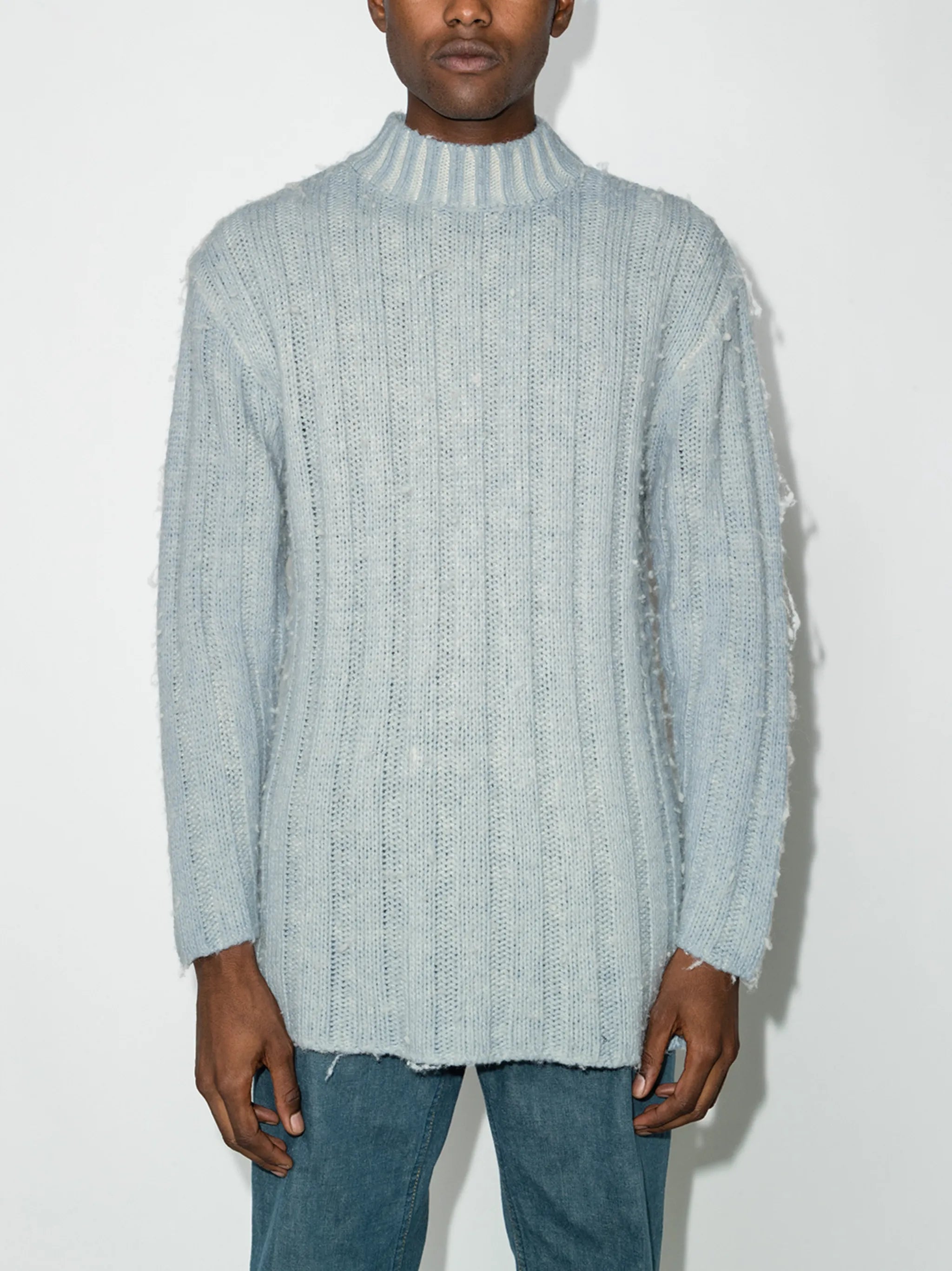 ribbed funnel neck jumper