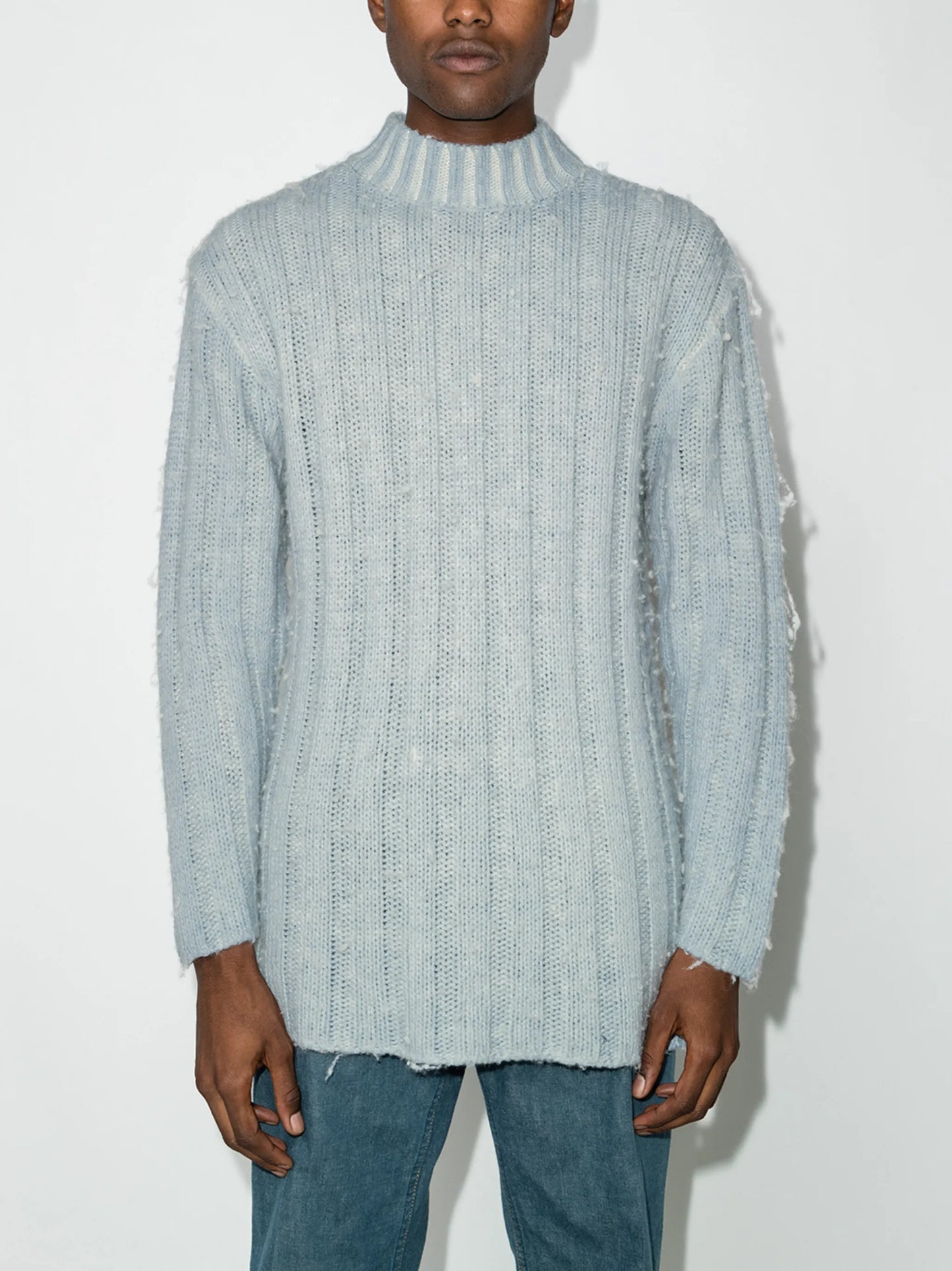 ribbed funnel neck jumper