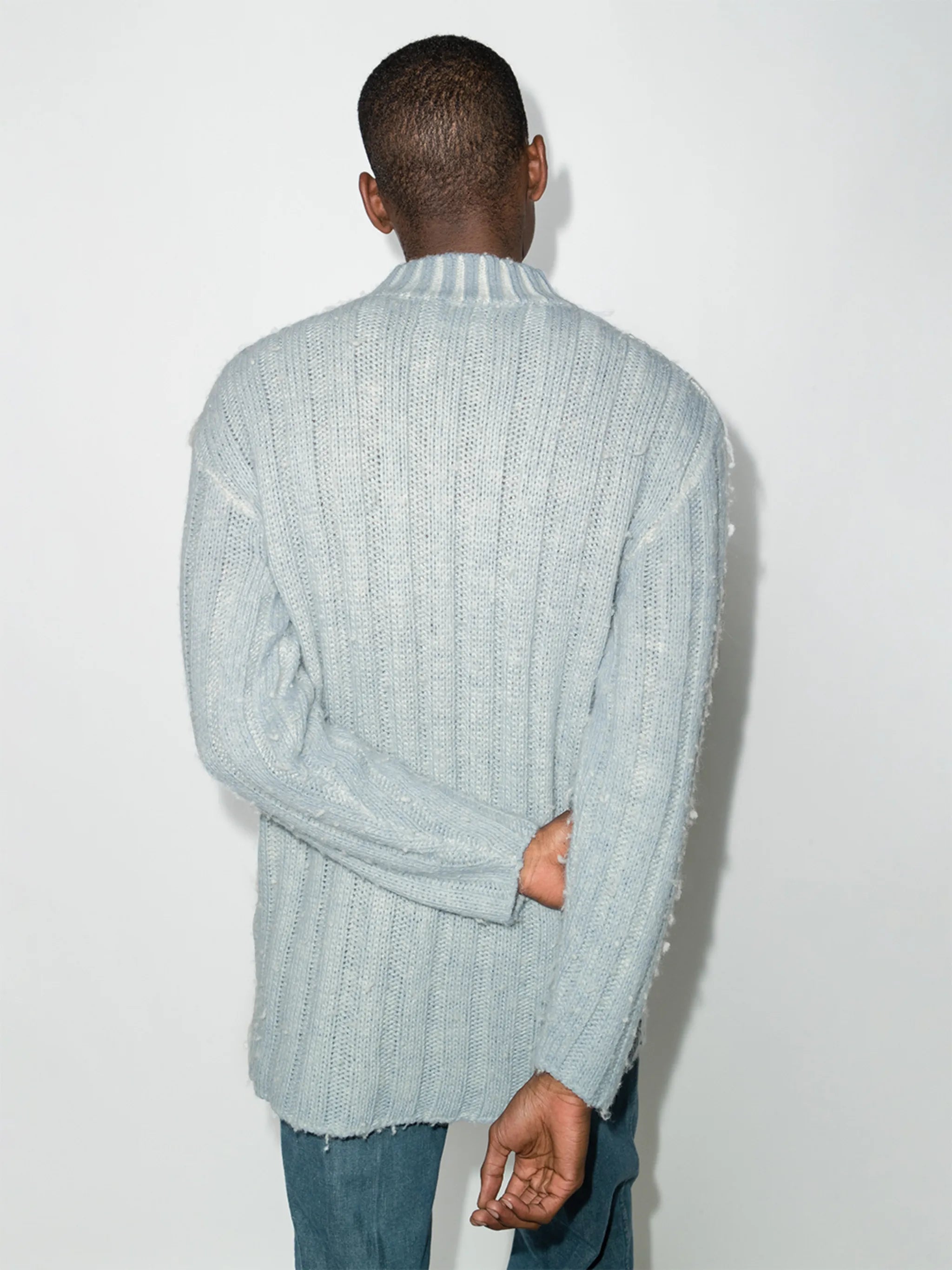ribbed funnel neck jumper