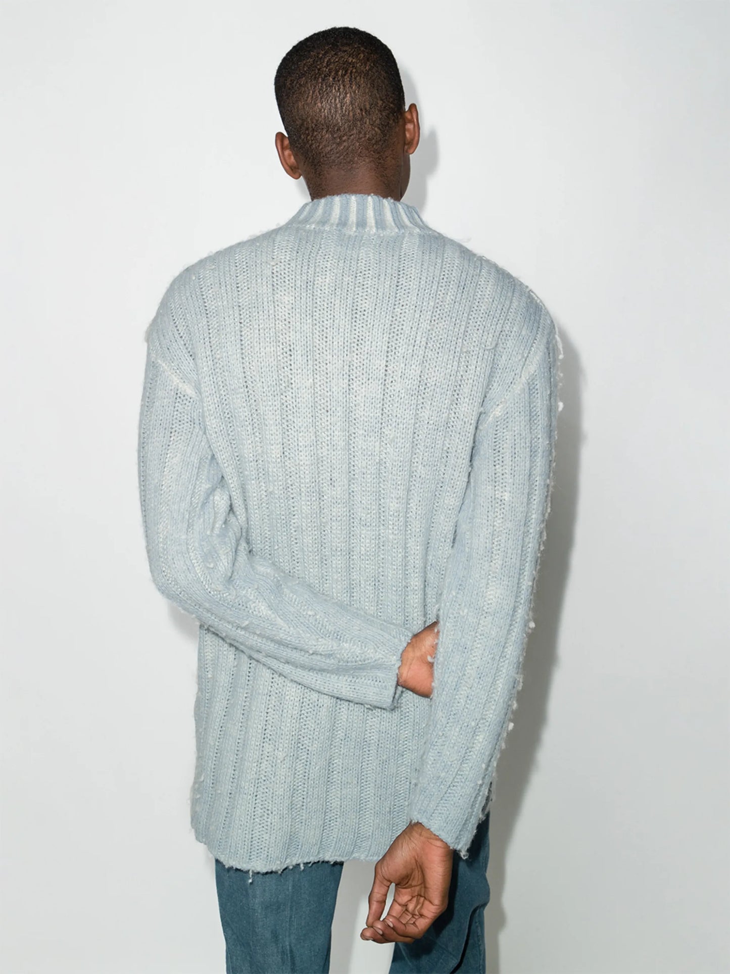 ribbed funnel neck jumper