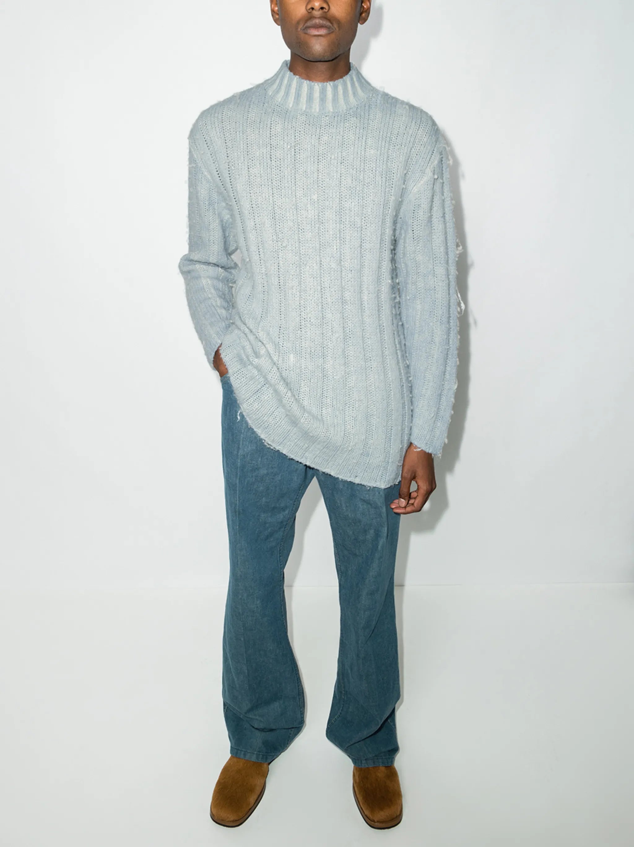 ribbed funnel neck jumper